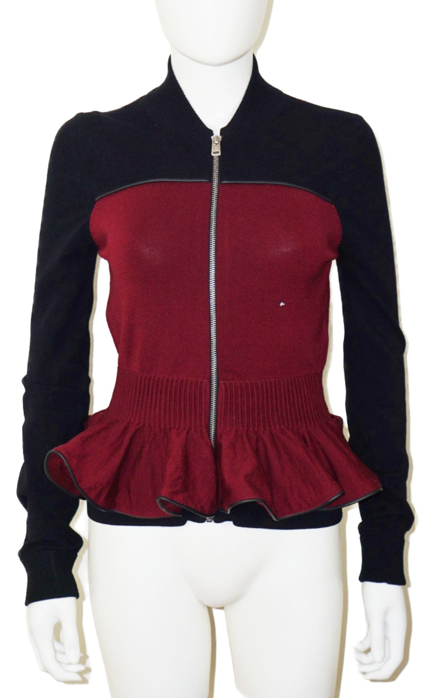 ALEXANDER MCQUEEN Zip Up Knit Peplum Sweater resellum