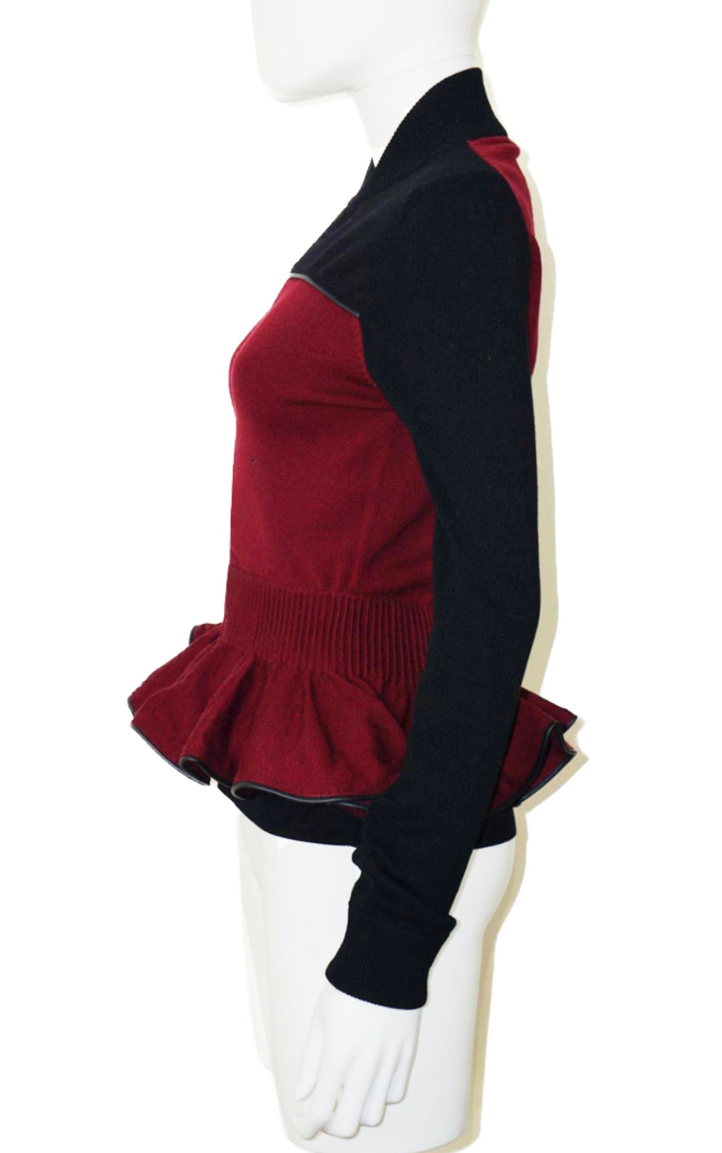 ALEXANDER MCQUEEN Zip Up Knit Peplum Sweater resellum