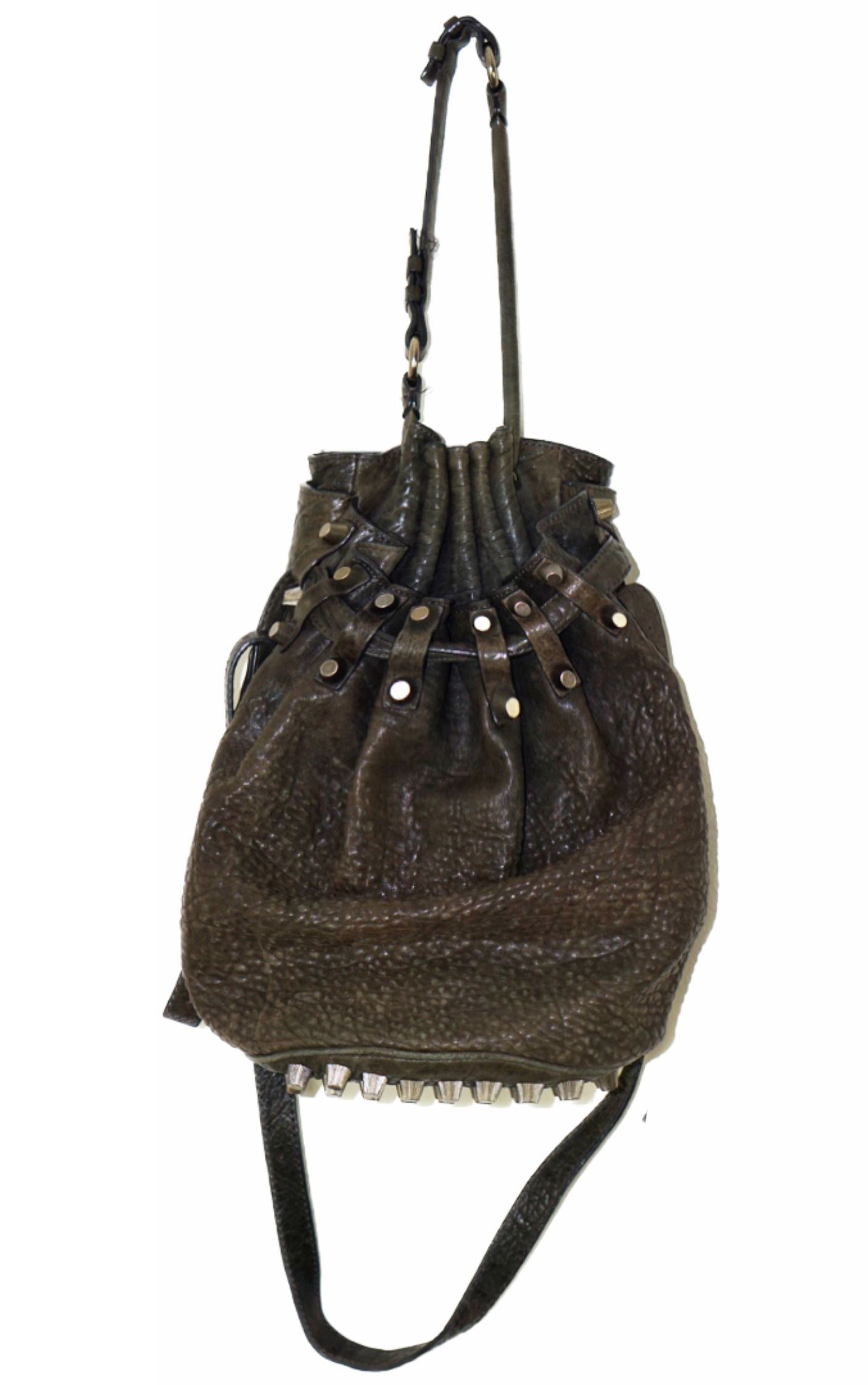ALEXANDER WANG Leather Spikes Bucket Bag resellum