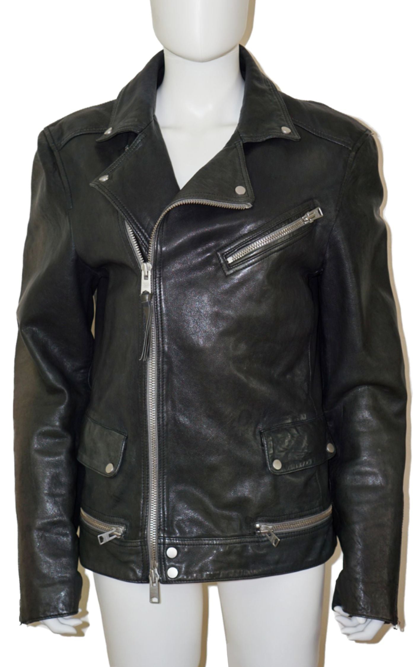 ALLSAINTS Koban Black Leather Biker Jacket resellum