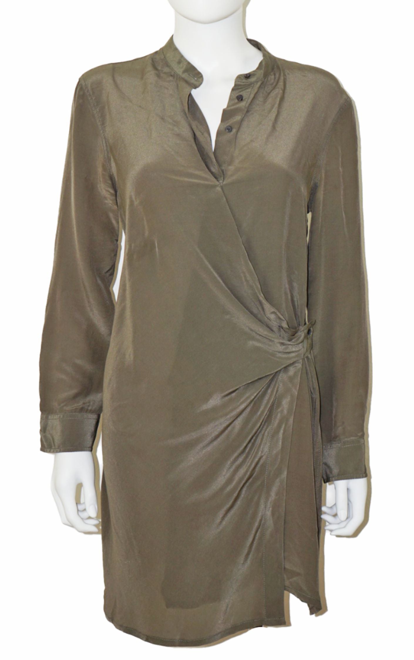 ALL SAINTS Khaki Asymmetrical Drape Mini Dress resellum