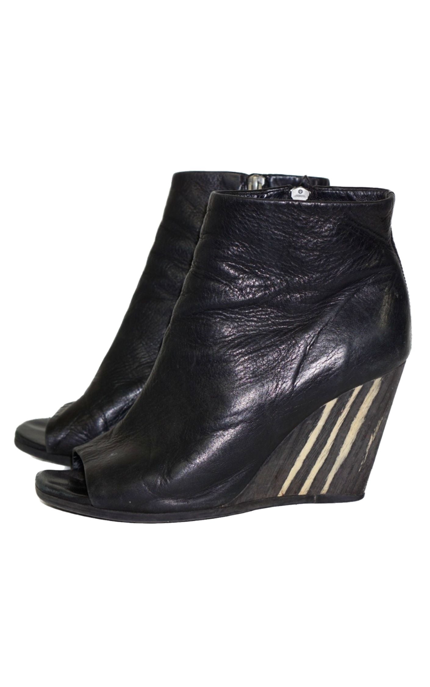 ALL SAINTS Open Toe Leather Wedge Boots