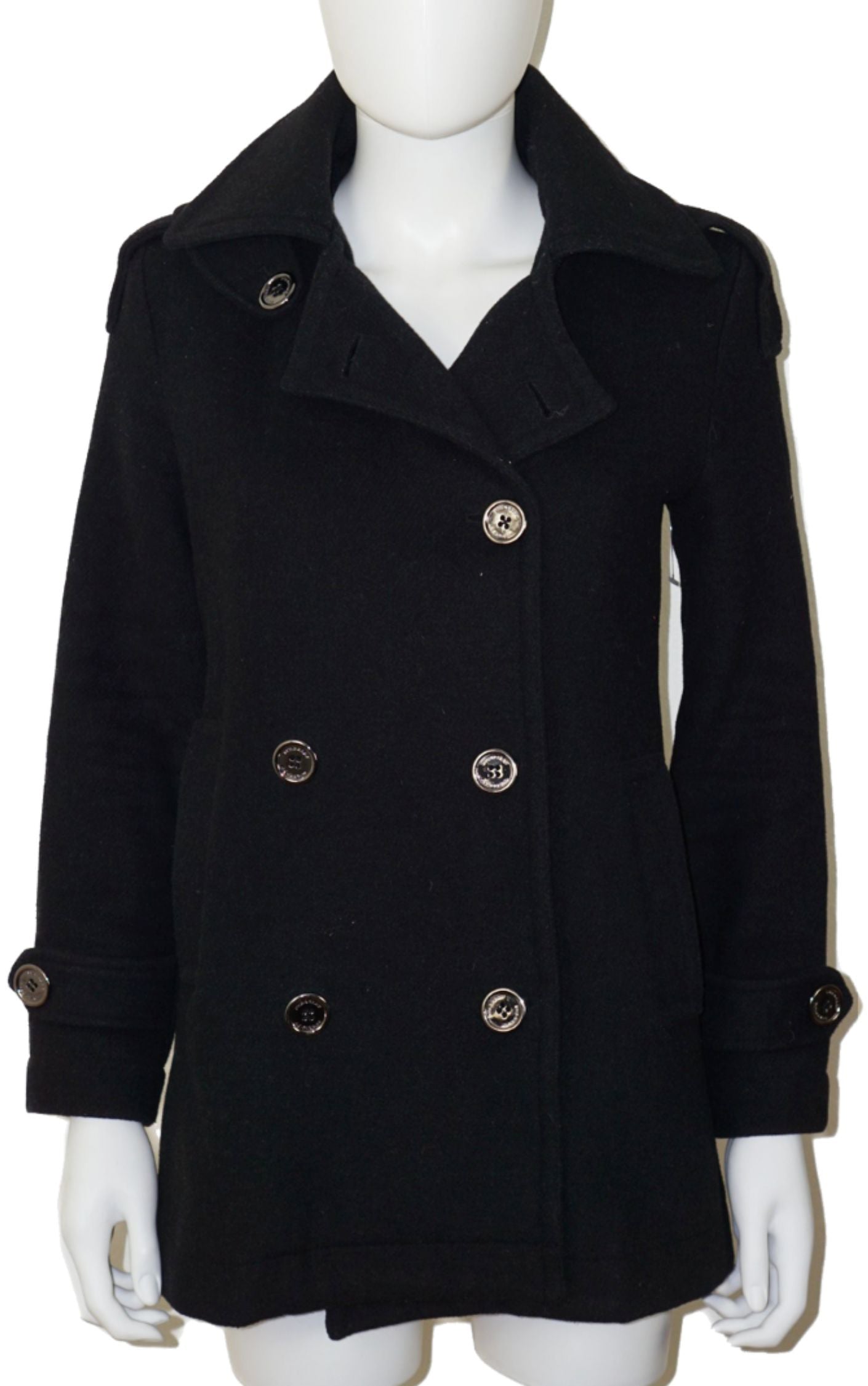 BURBERRY Brit Black Double Breasted Wool Jacket resellum