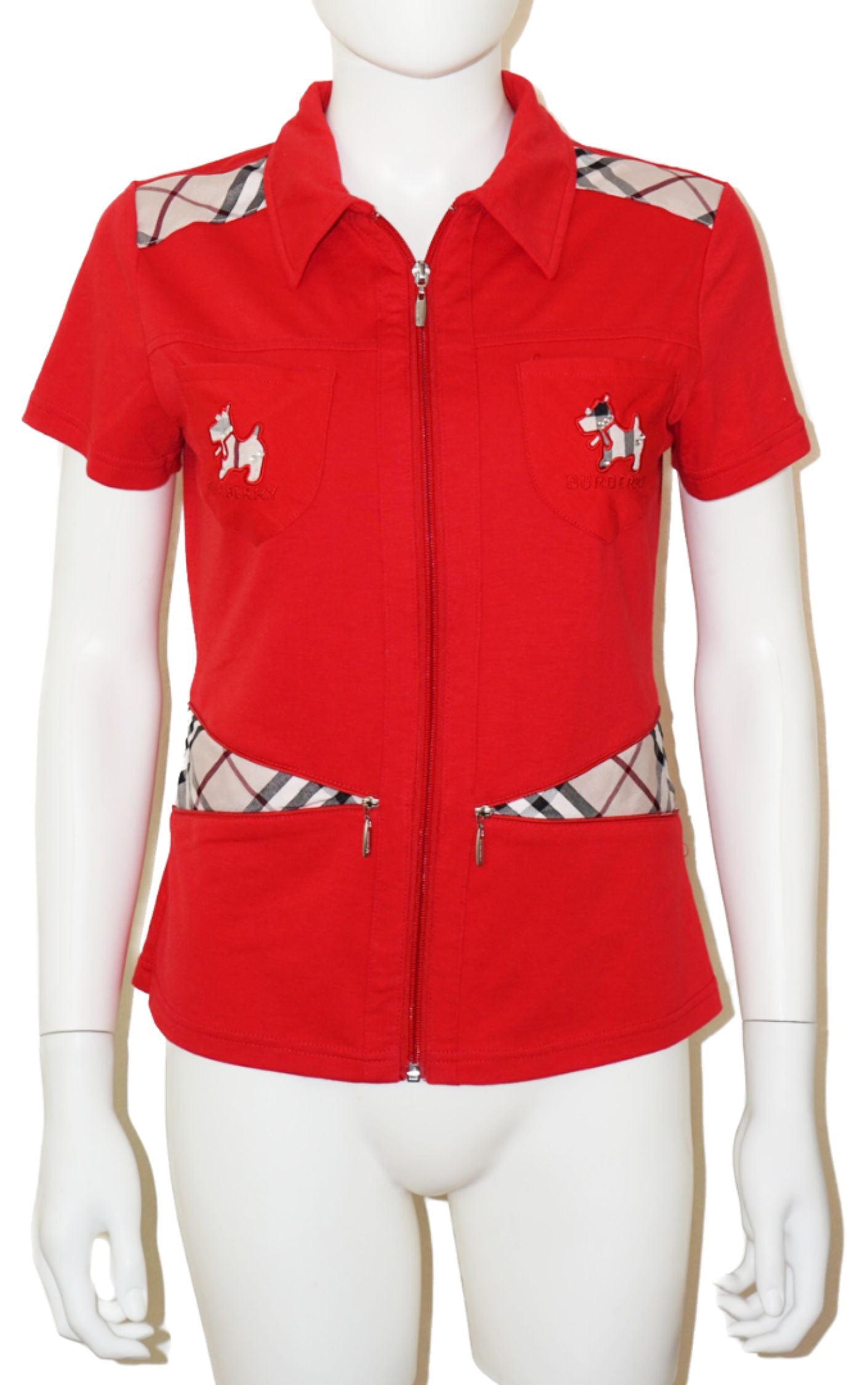 BURBERRY London Y2K Zip Collar Dog Polo T-Shirt resellum