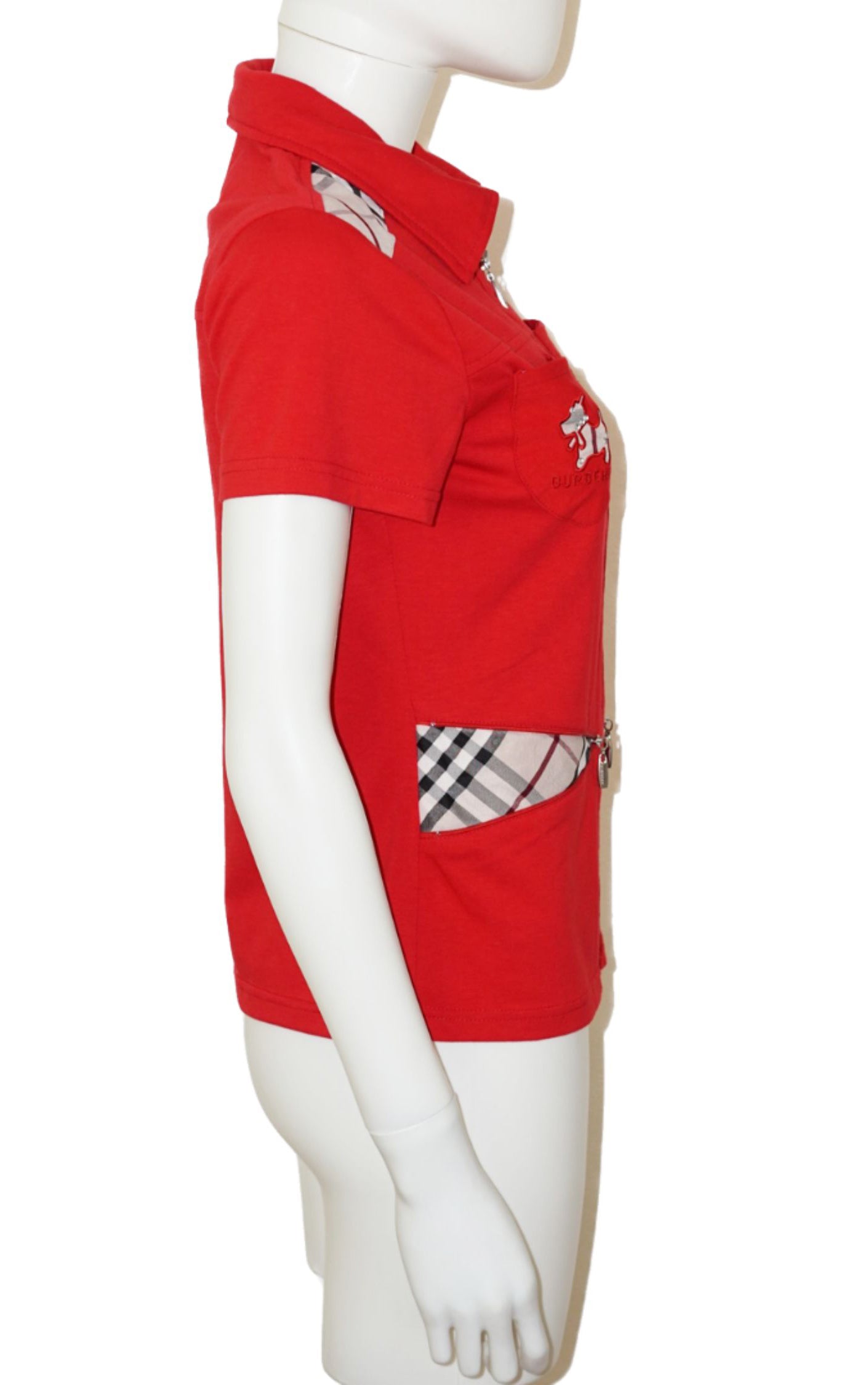 BURBERRY London Y2K Zip Collar Dog Polo T-Shirt resellum