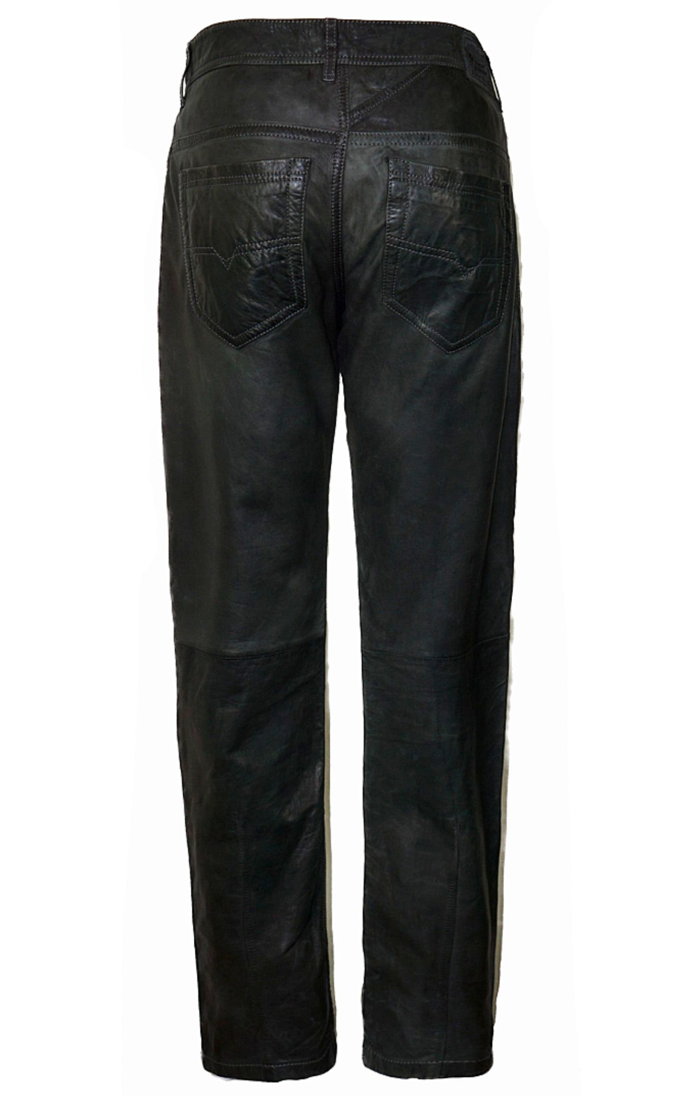 DIESEL Real Leather Straight Leg Black Pants resellum