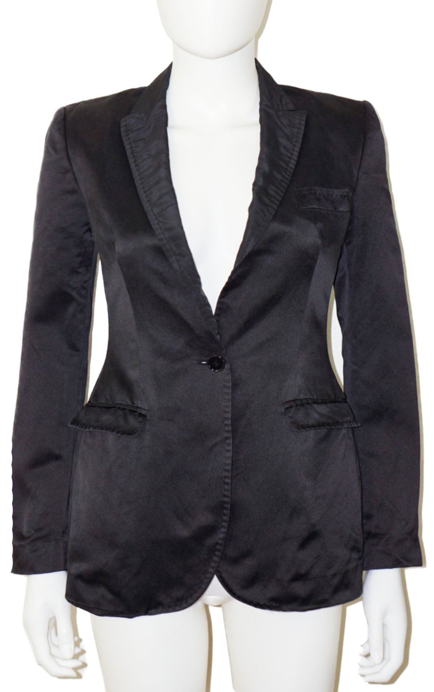 DOLCE & GABBANA Black Silk Tailored Blazer Jacket resellum