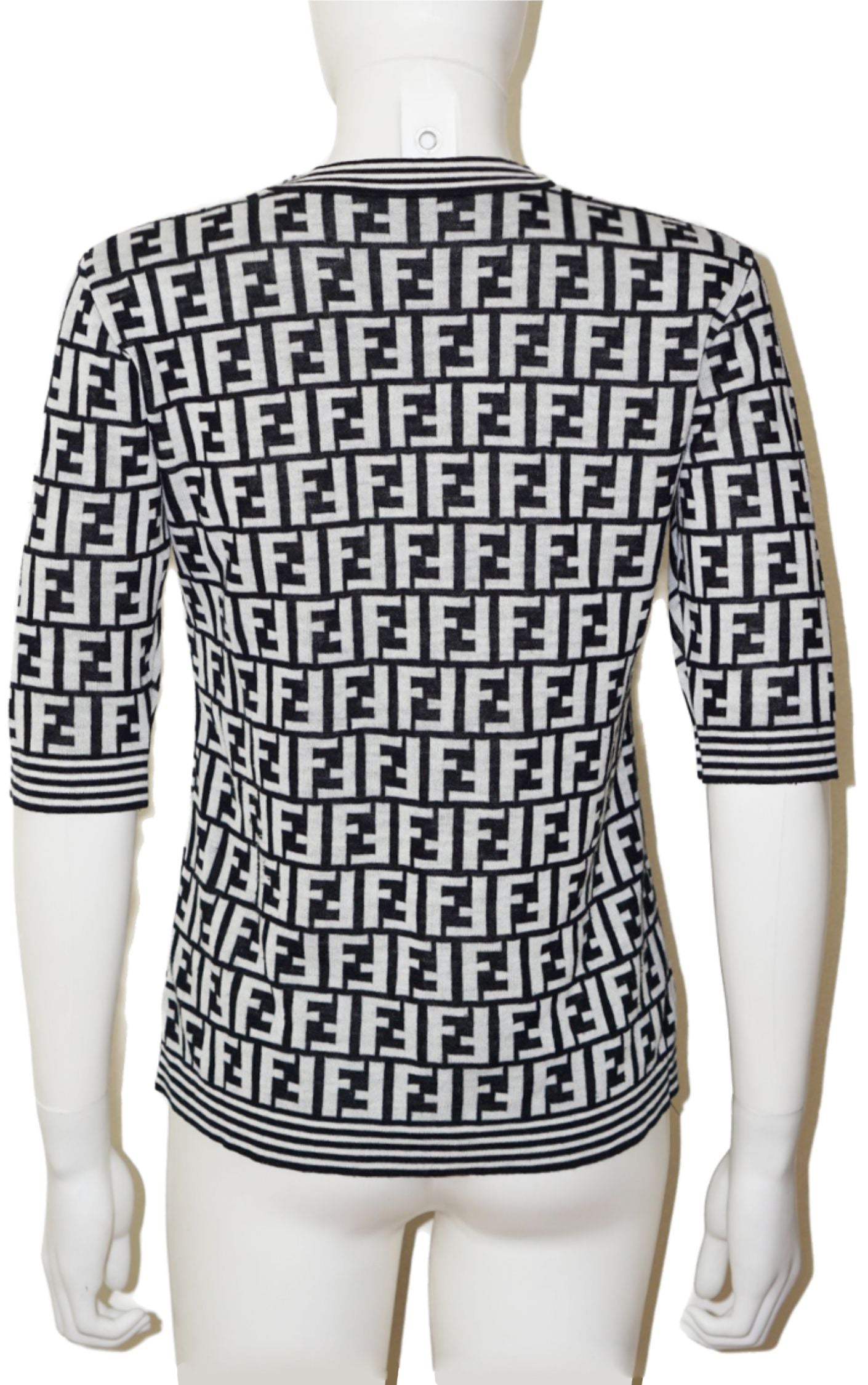 FENDI Logo FF Monogram Knit Short Sleeve Top resellum