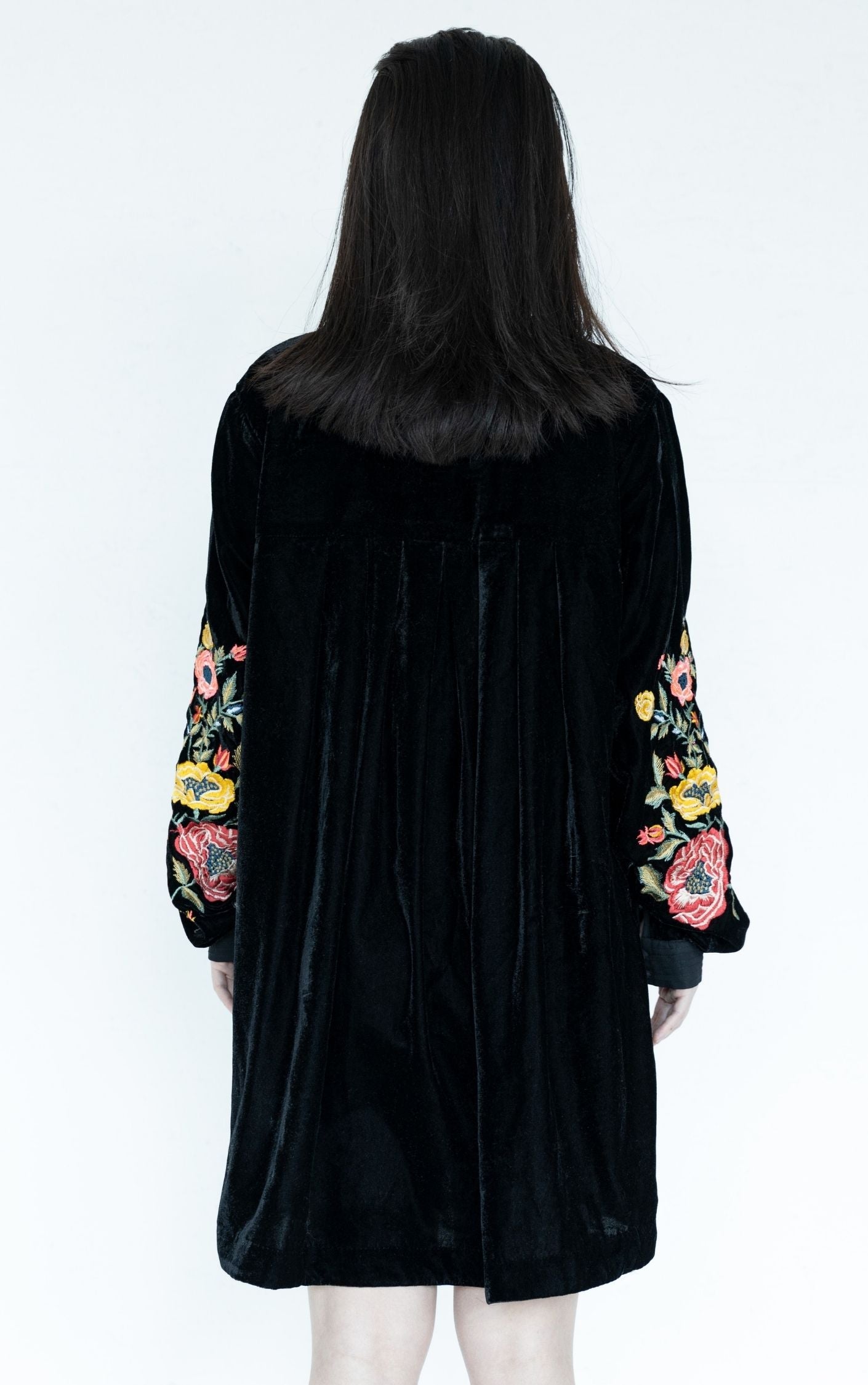 FREE PEOPLE Mia Black Velvet Floral Embroidered Dress RESELLUM