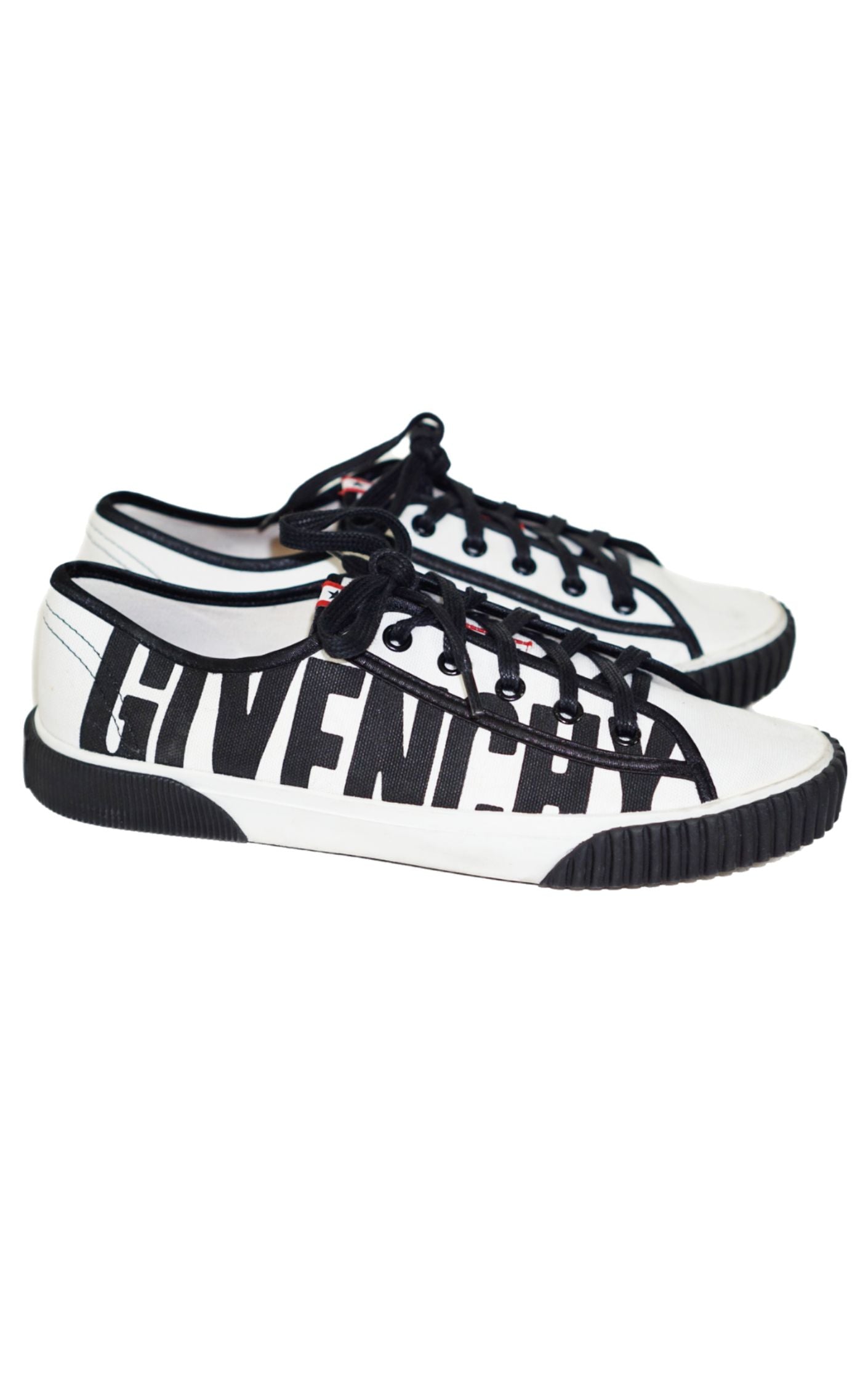 GIVENCHY Logo White Black Boxing Canvas Sneakers
