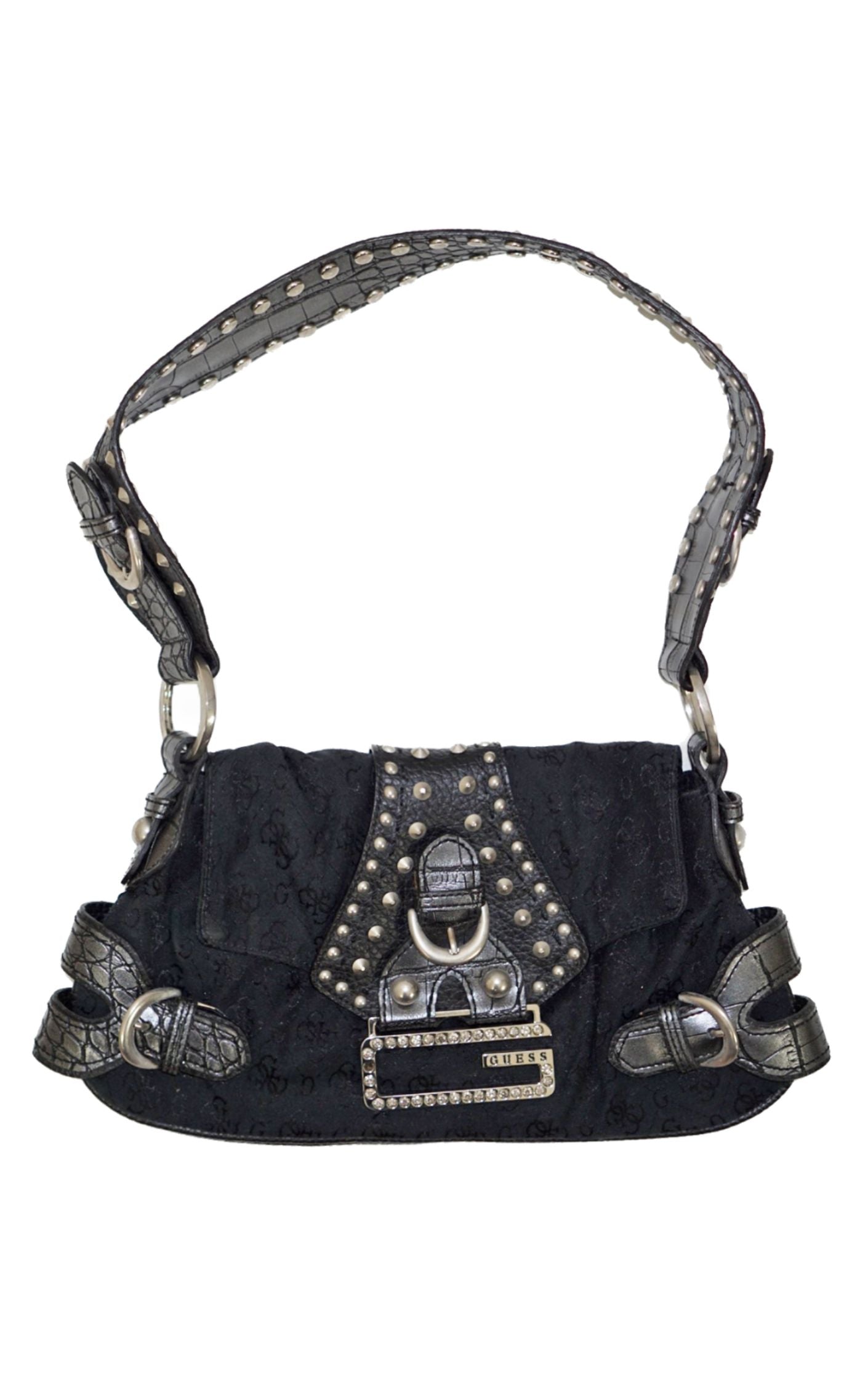 GUESS Vintage Y2K Studded Black Logo Mini Shoulder Bag resellum