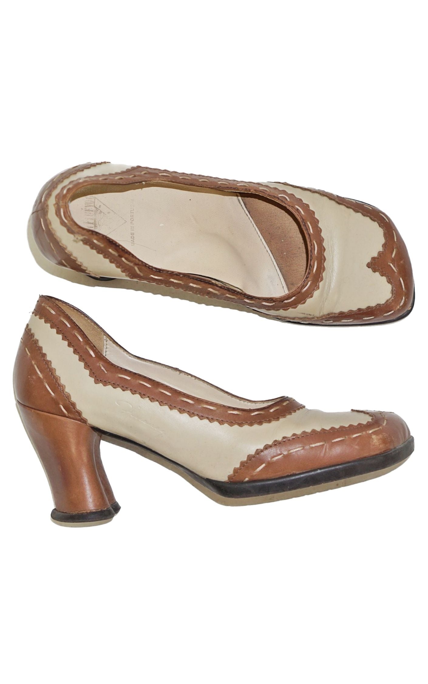JOHN FLUEVOG Brown Square Toe Heart Shaped Heel Shoes RESELLUM