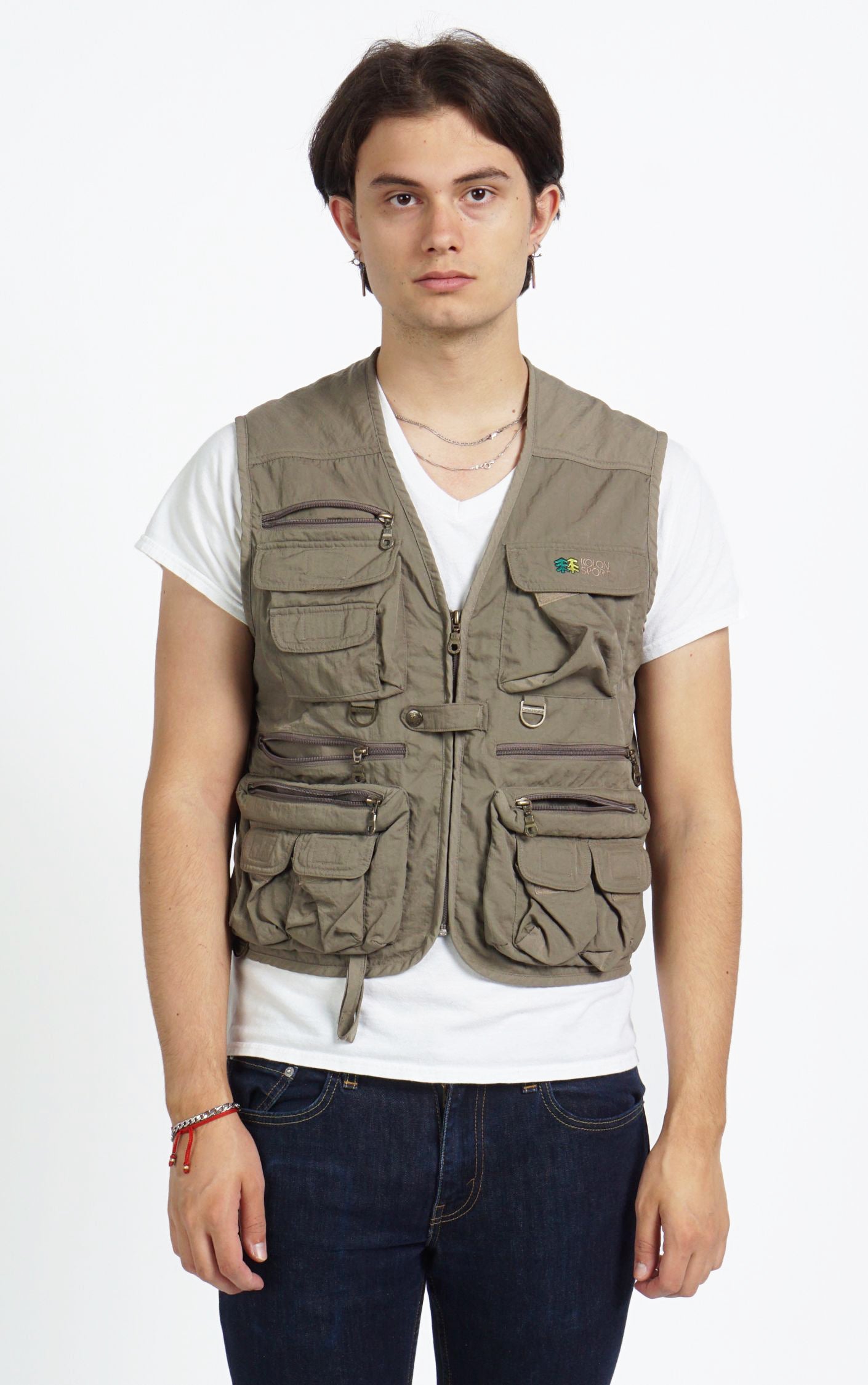 KOLON SPORT Khaki Cargo Zipped Pockets Outdoors Vest resellum