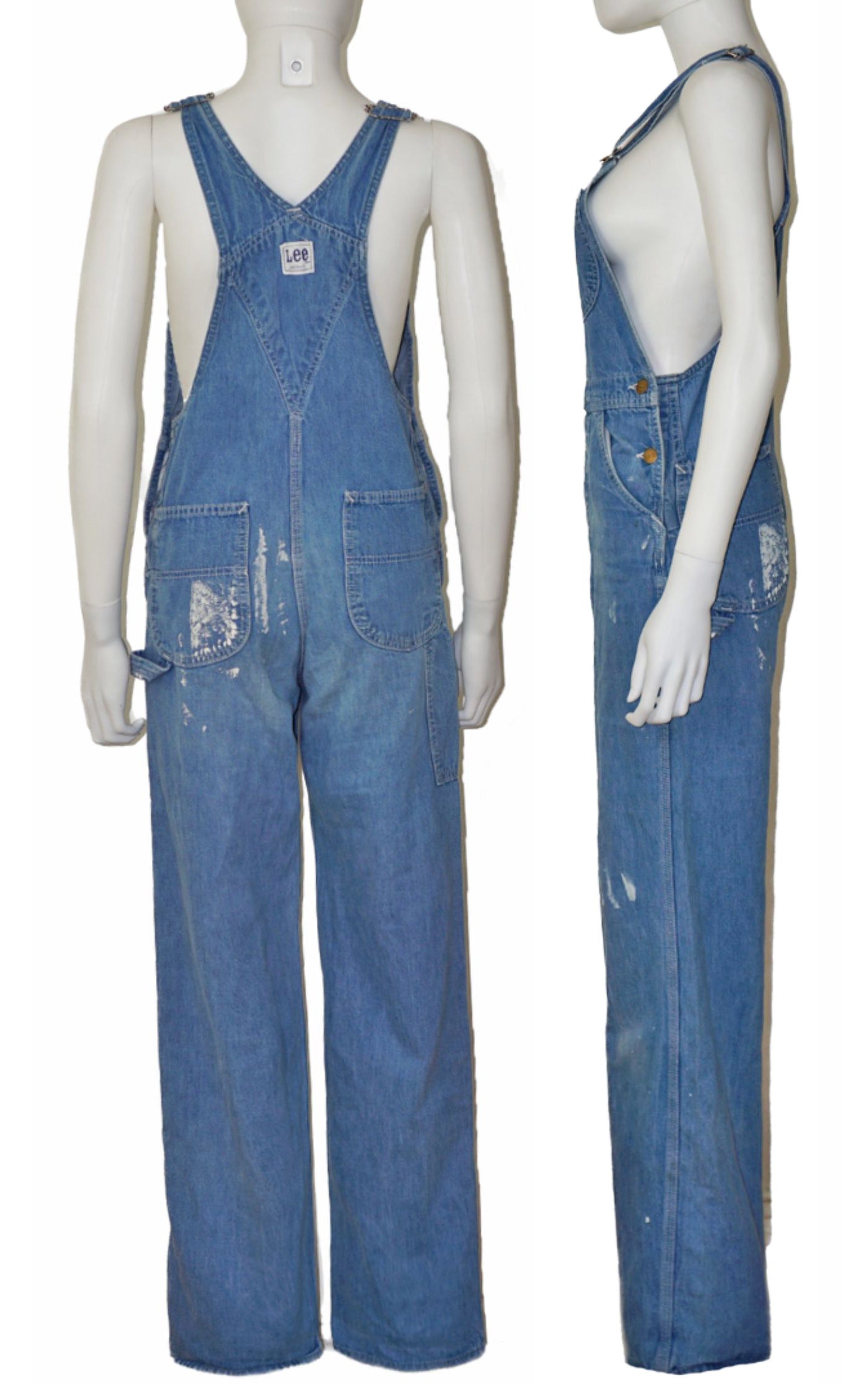 LEE Vintage 80s Double Knee Blue Denim Overalls resellum