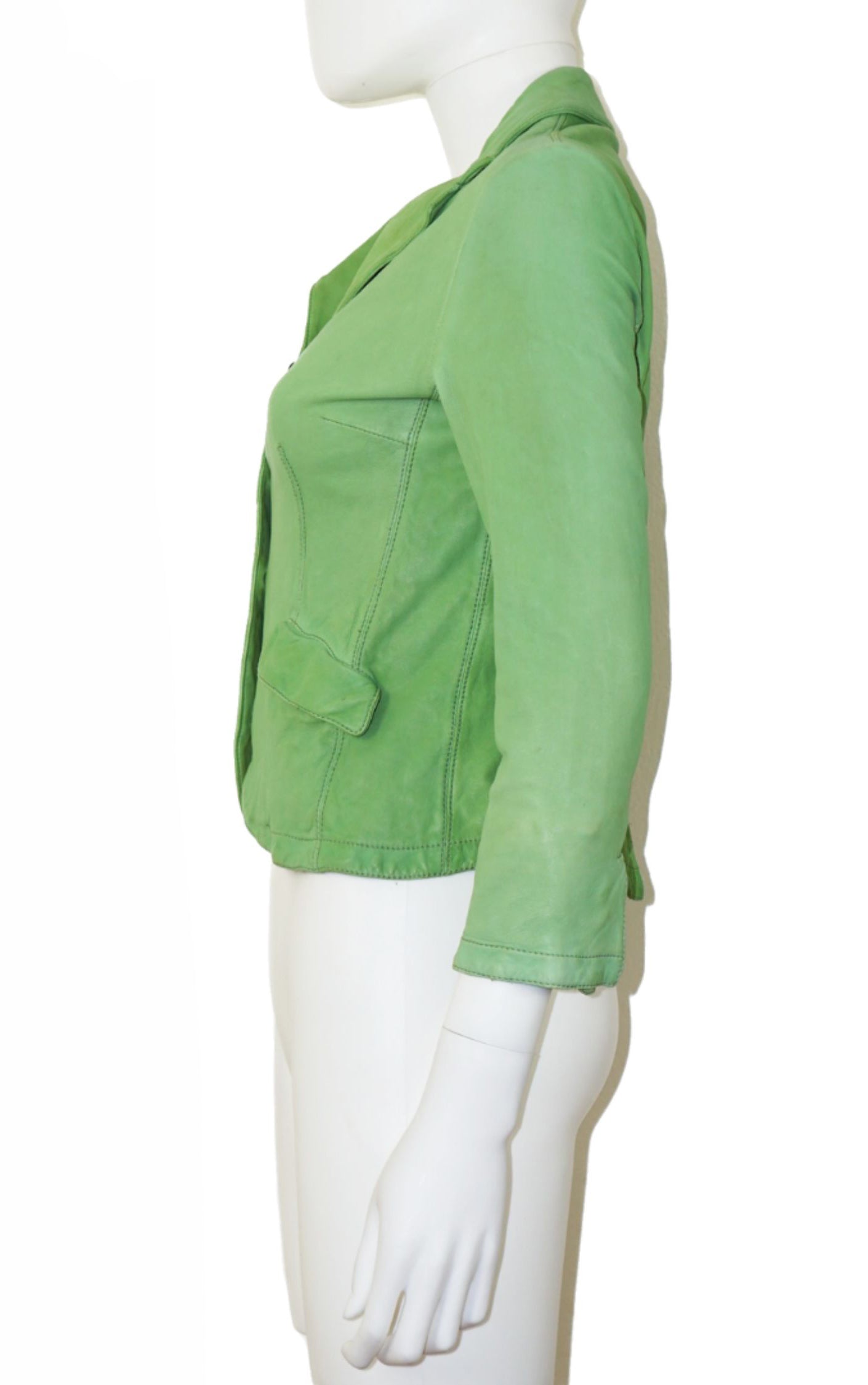 MIU MIU Green Leather Buttoned Jacket resellum
