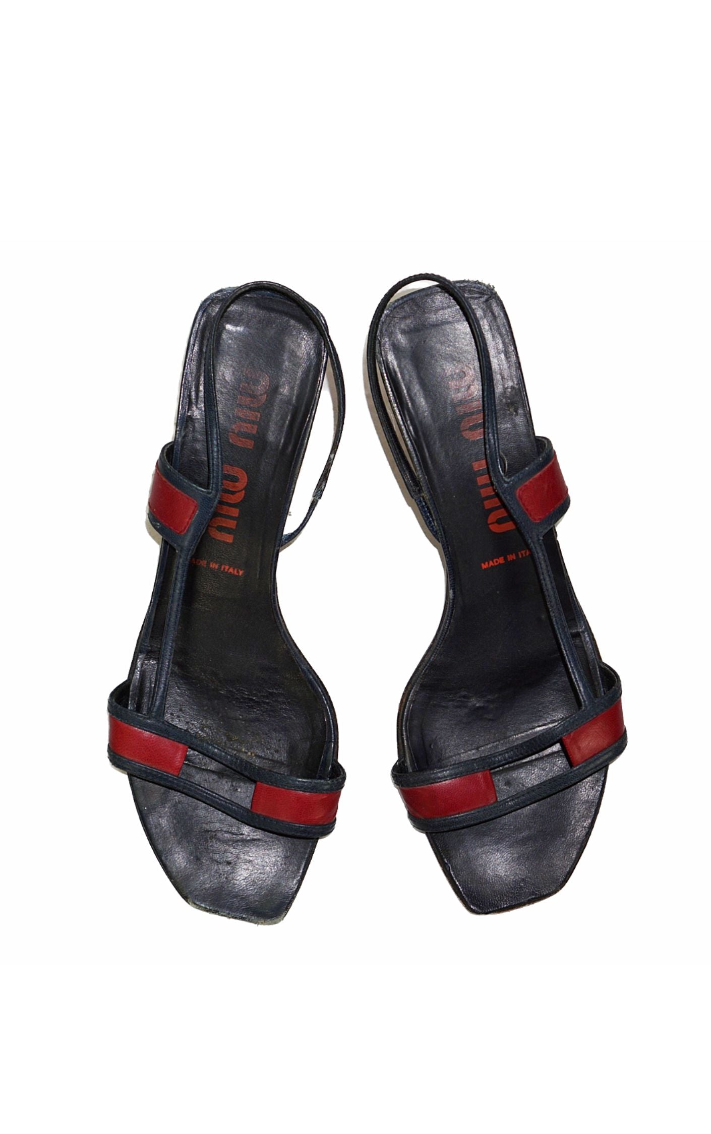 MIU MIU Y2K Kitten Heel Leather Slingback Sandals resellum