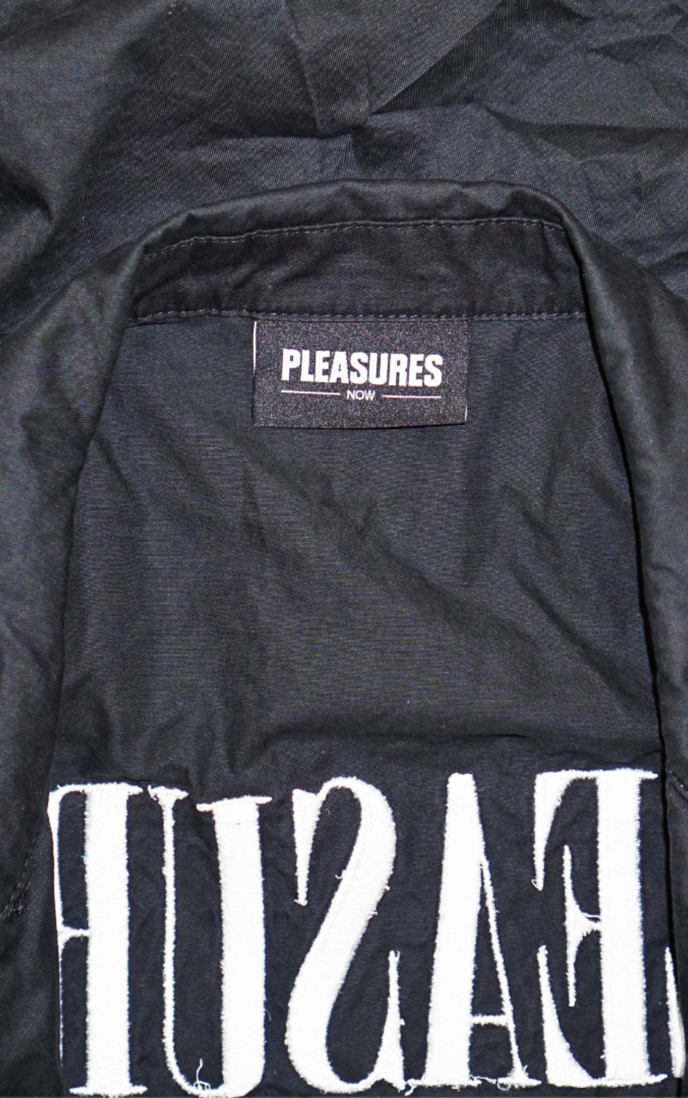 PLEASURES Embroidered Logo Button Up Shirt RESELLUM