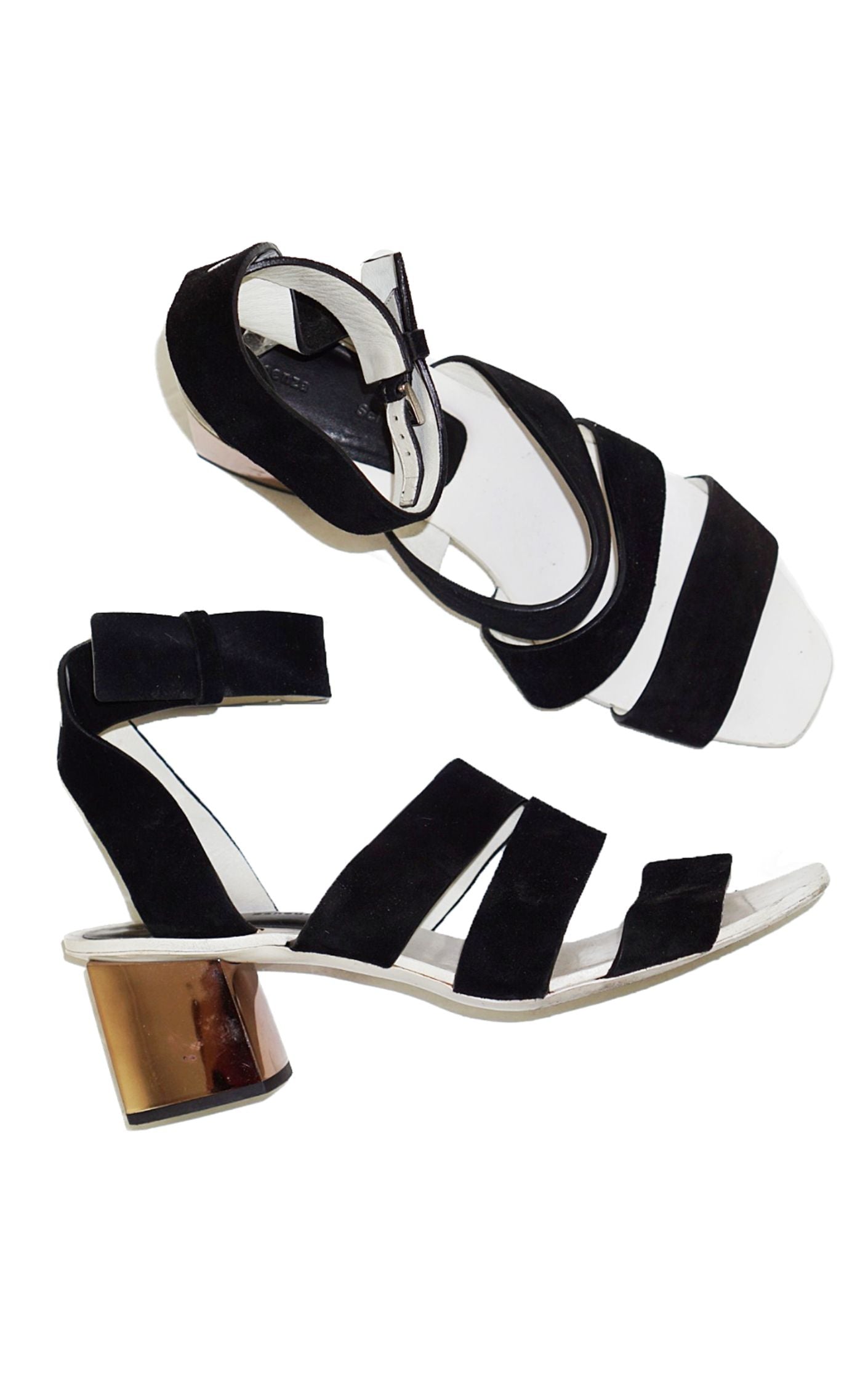 PROENZA SCHOULER Metallic Square Heel Strap Sandals resellum