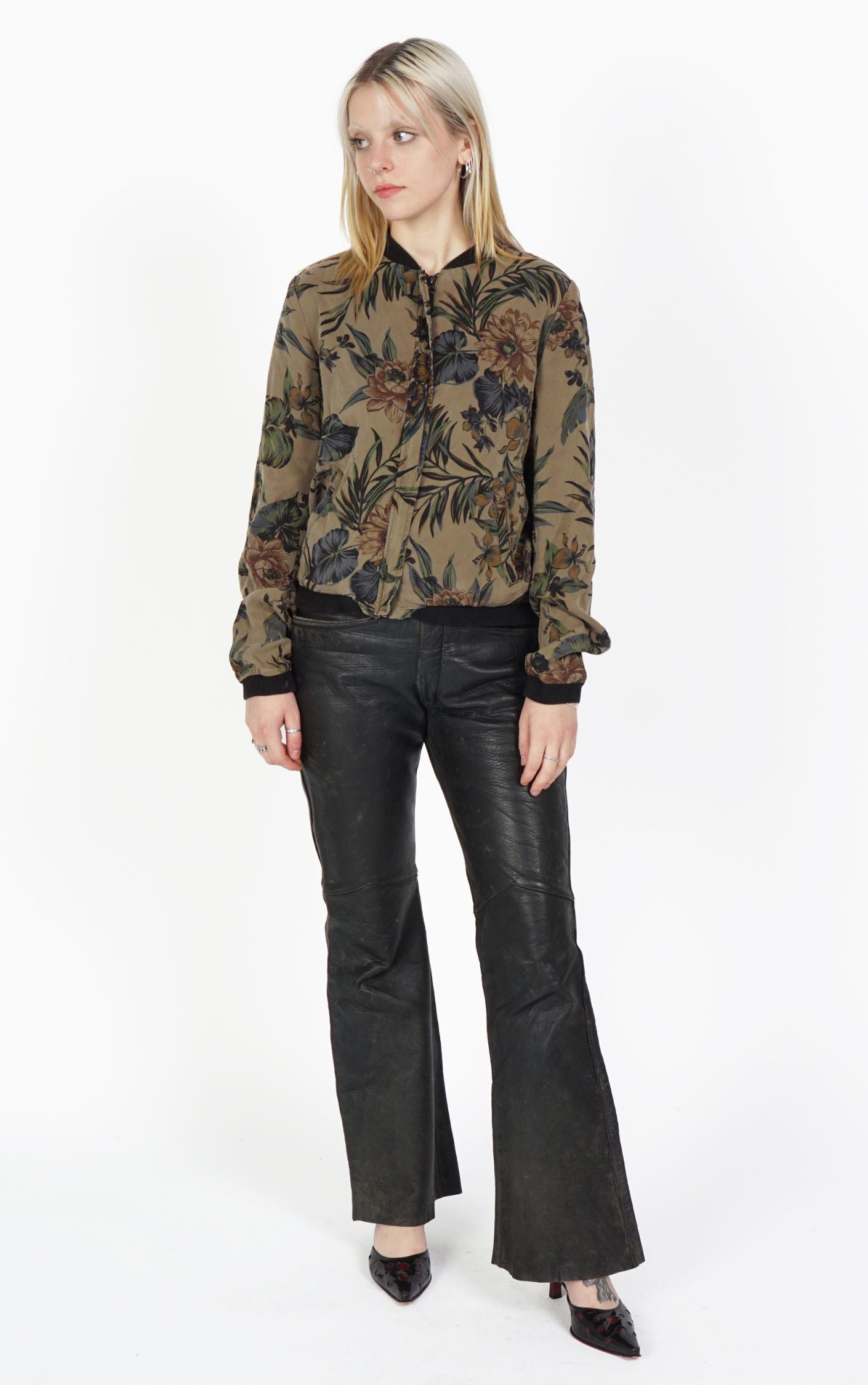 RALPH LAUREN Floral Khaki Zip Up Bomber Jacket resellum