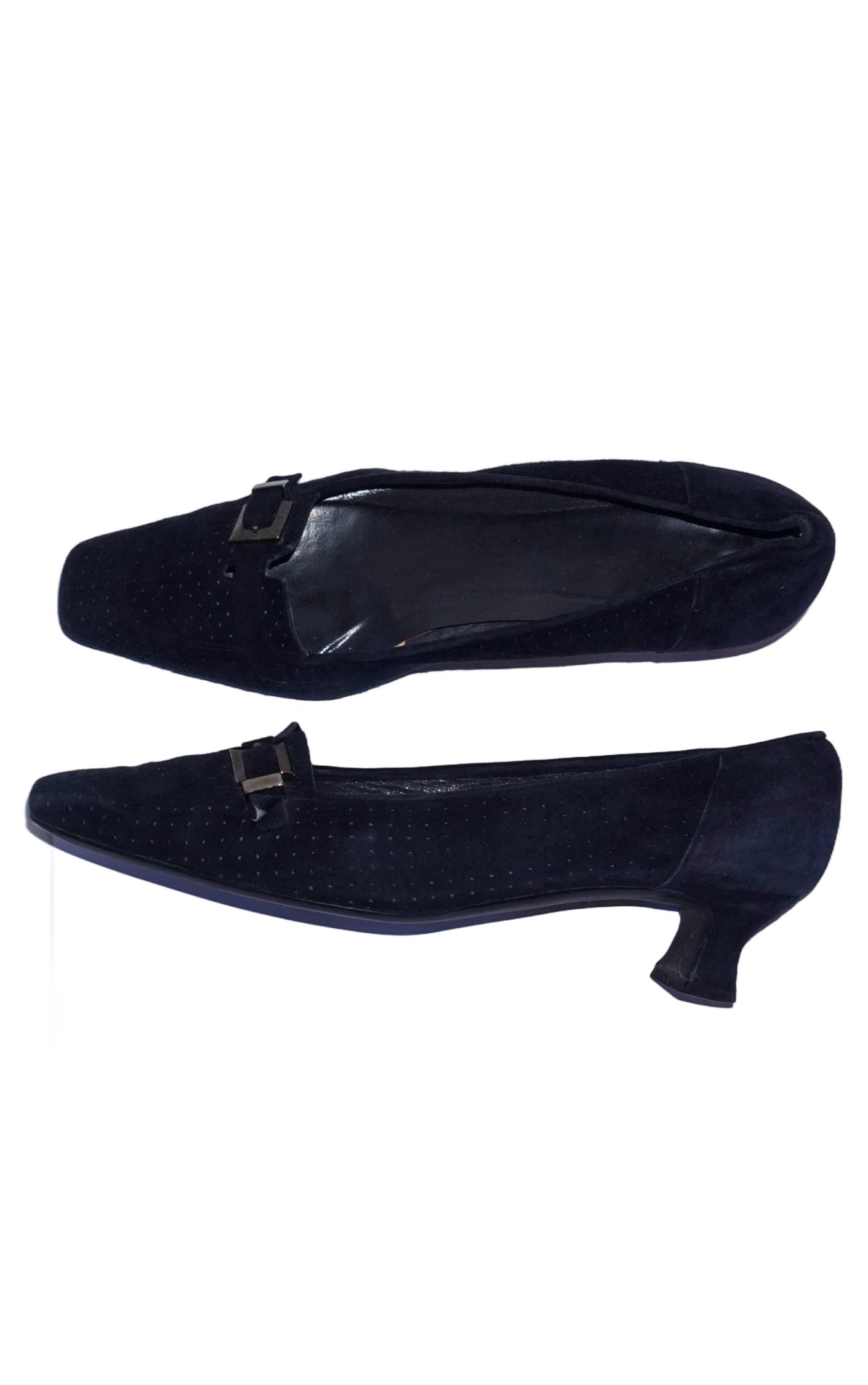 STUART WEITZMAN Navy Suede Kitten Heel Shoes resellum