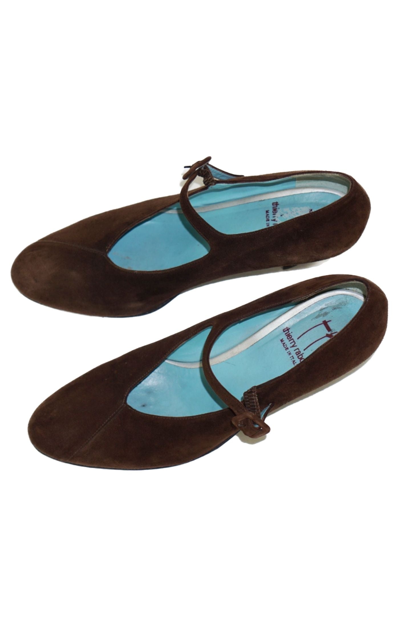 THIERRY RABOTIN Vintage Brown Suede Mary Jane Pumps RESELLUM