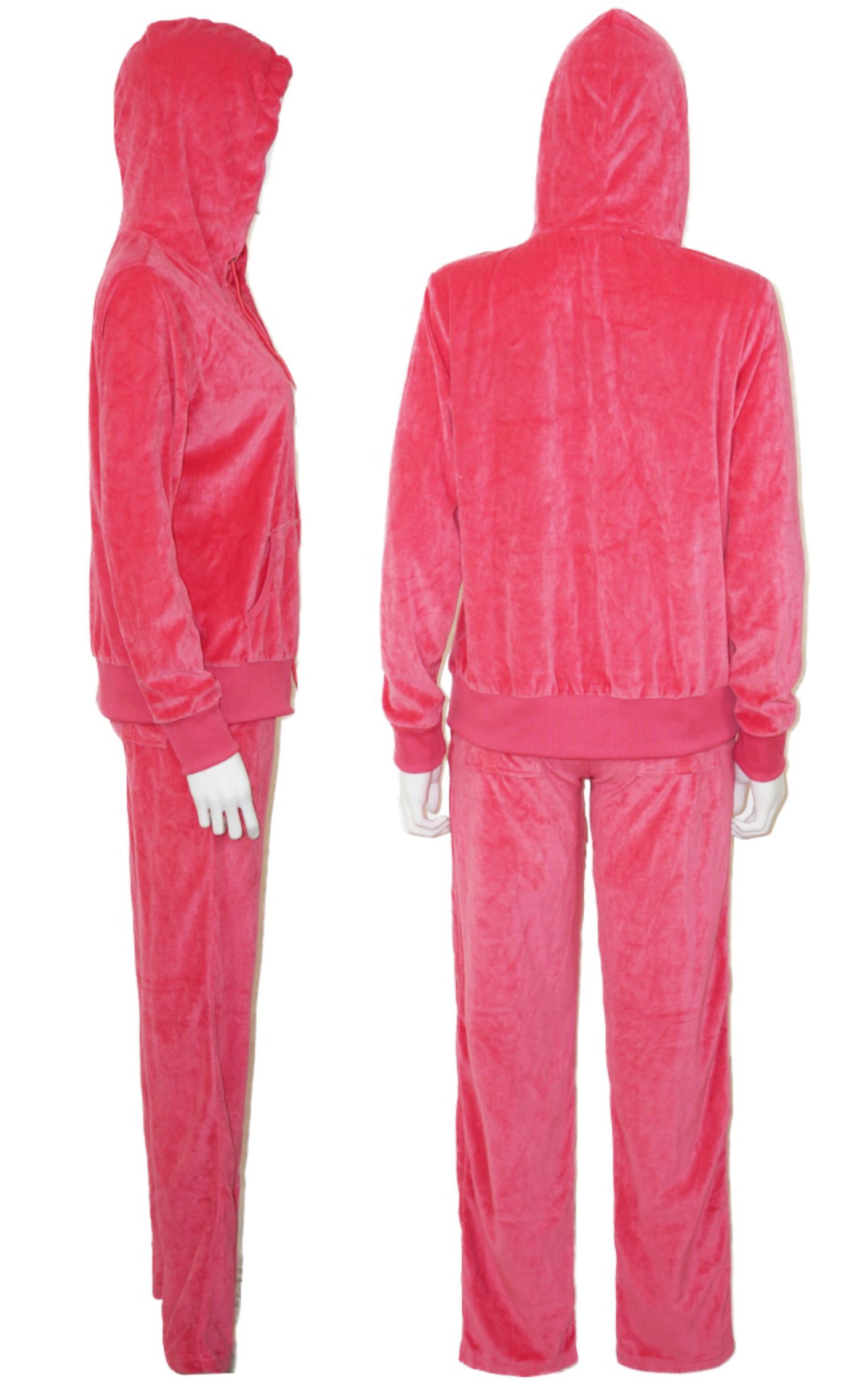 TRACKSUITS Y2K Pink Velour Pants Hoodie Set Suit resellum