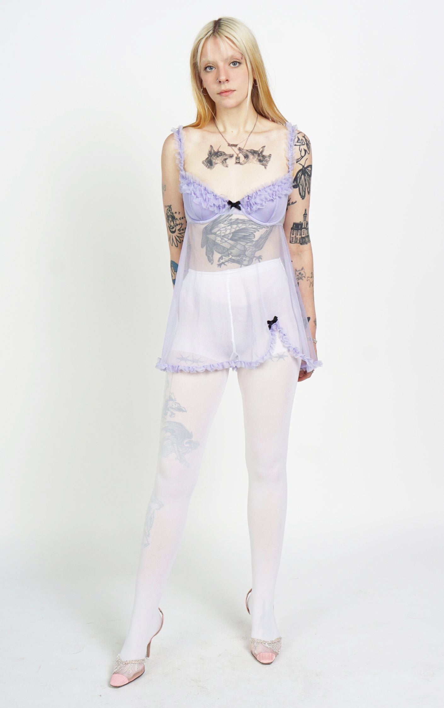 VICTORIA'S SECRET Y2K Purple Sheer Ruffle Top