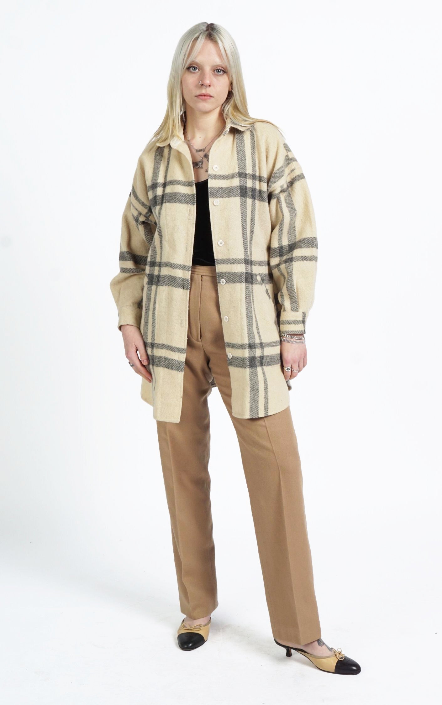 VINTAGE 100% Wool Tartan Plaid Buttoned Shirt resellum