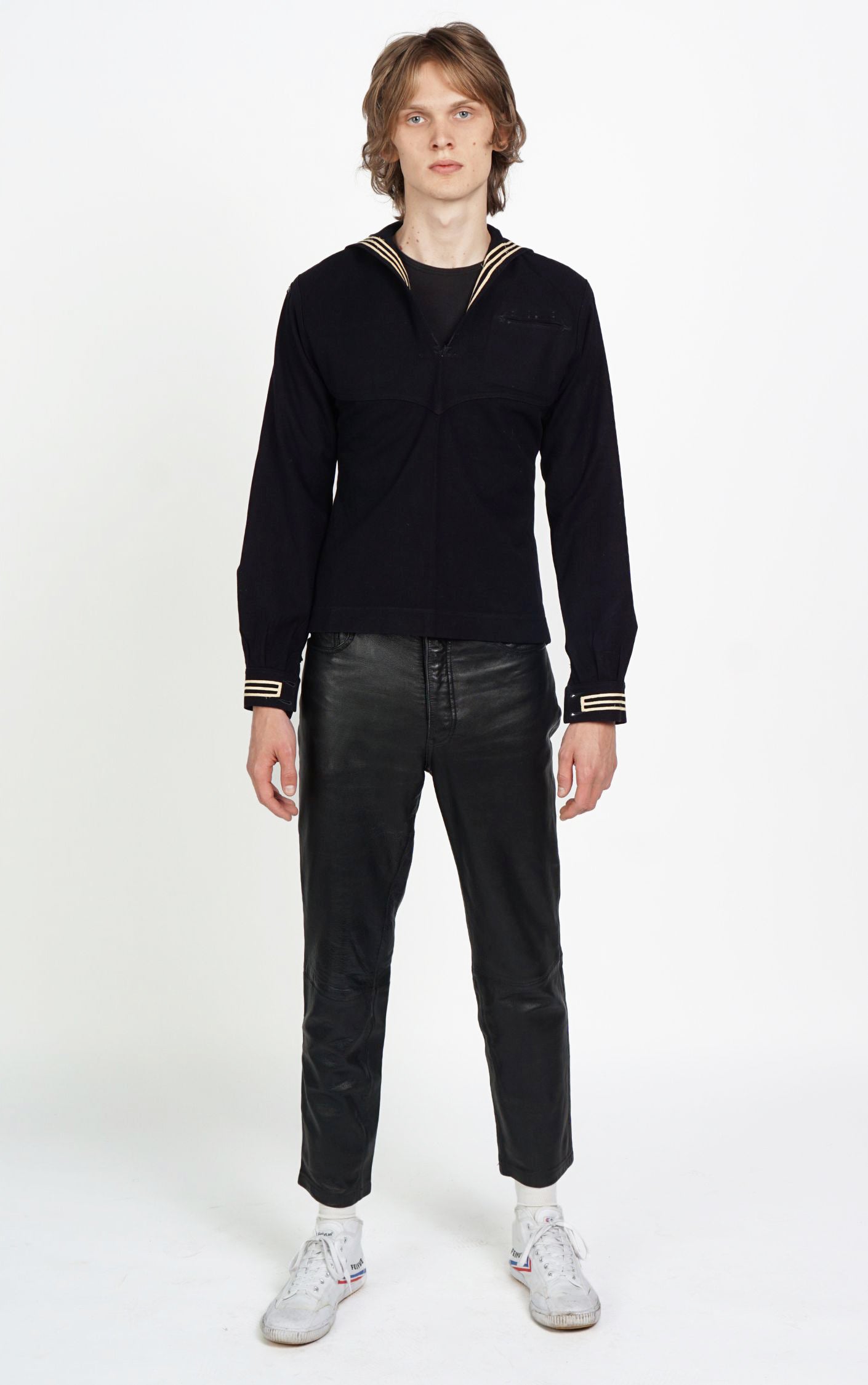 VINTAGE 90s Slim Fit Real Leather Black Pants resellum