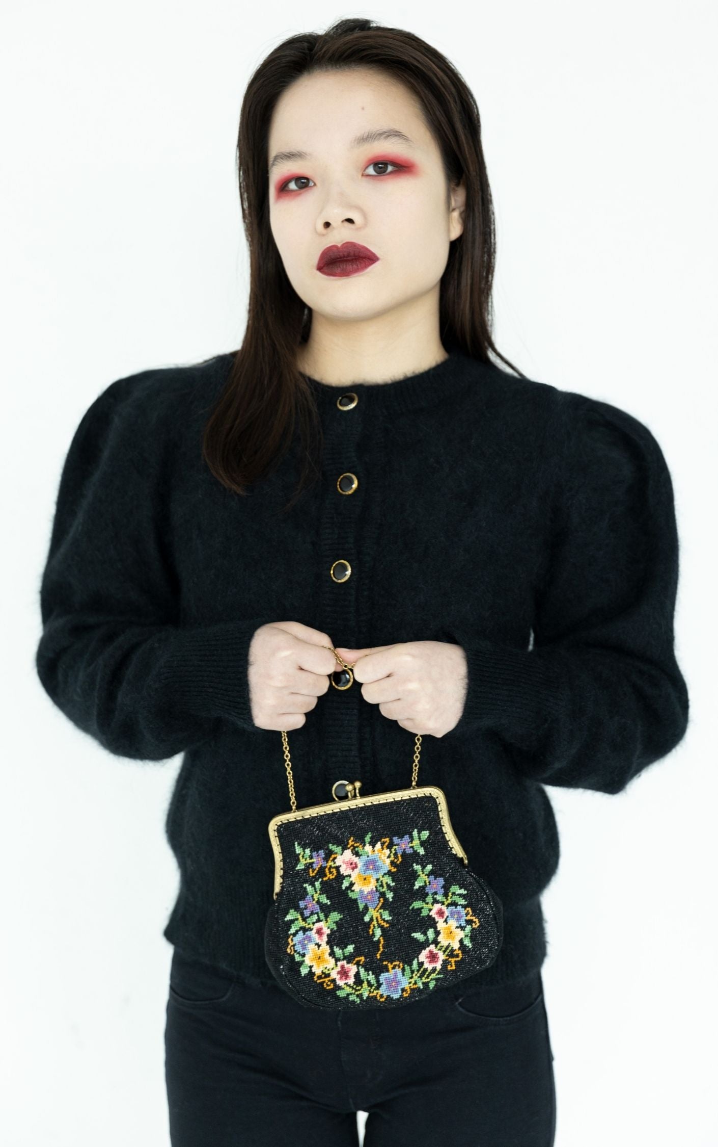 VINTAGE Black Angora Mohair Buttoned Cardigan – resellum