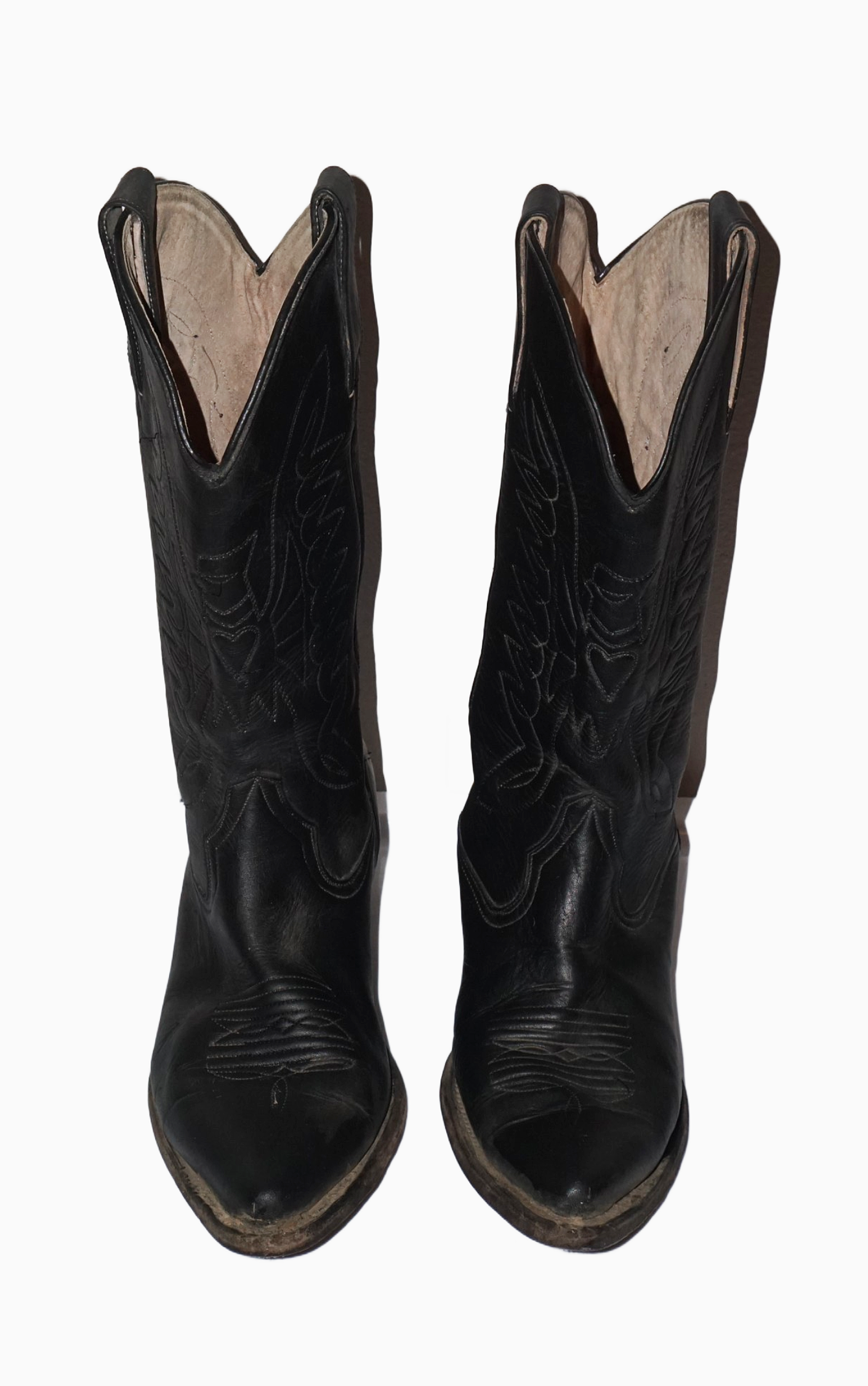 VINTAGE Black Leather Mid Calf Western Cowboy Riding Boots resellum