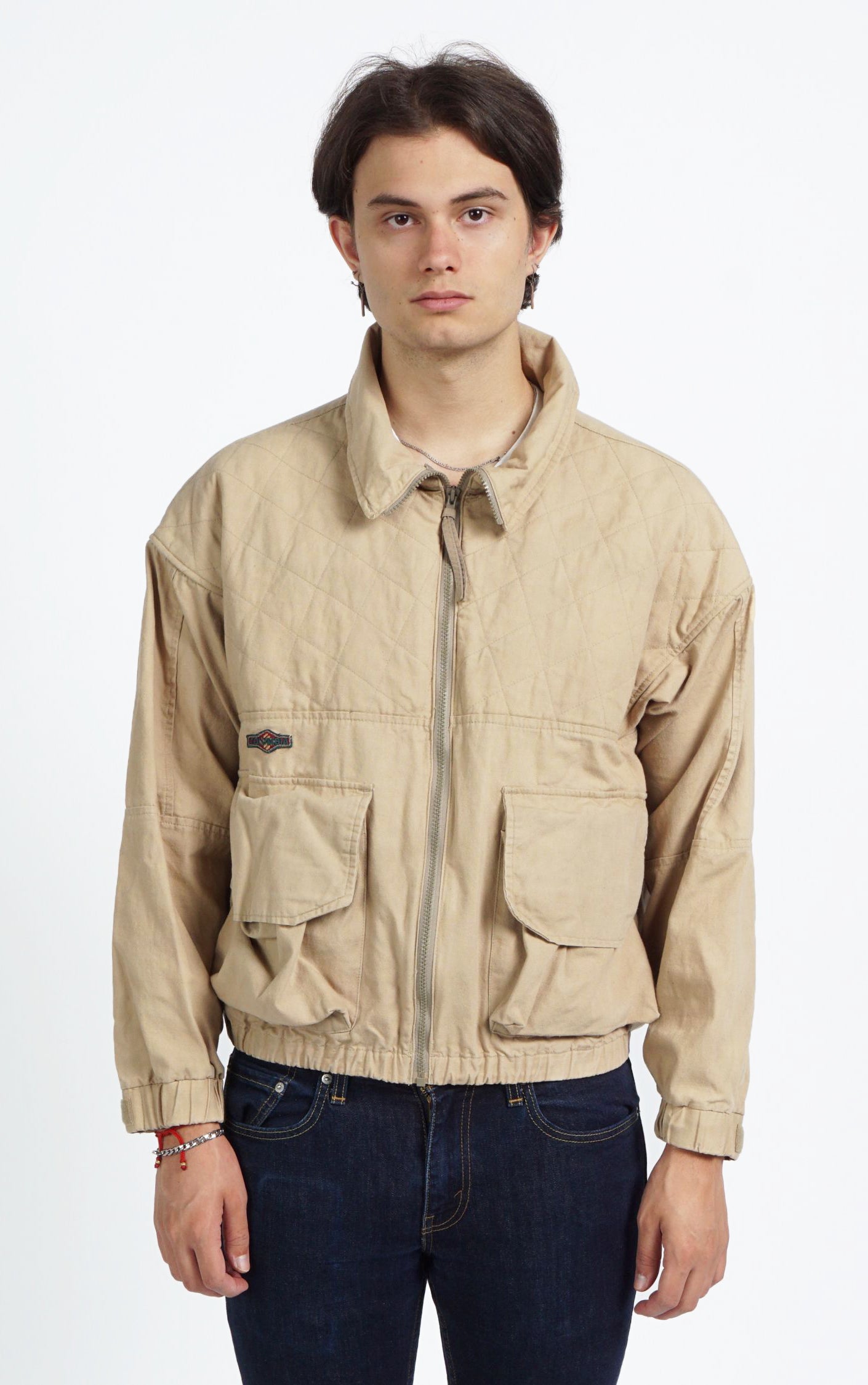VINTAGE Columbia Beige Cargo Baggy Zip Up Jacket