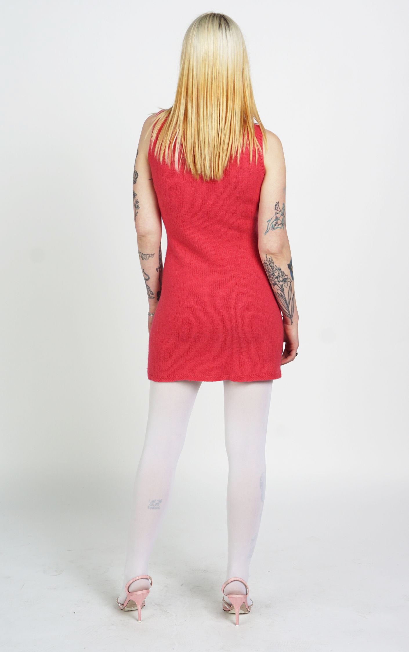 VINTAGE Hot Pink Wool Knitted Mini Dress resellum