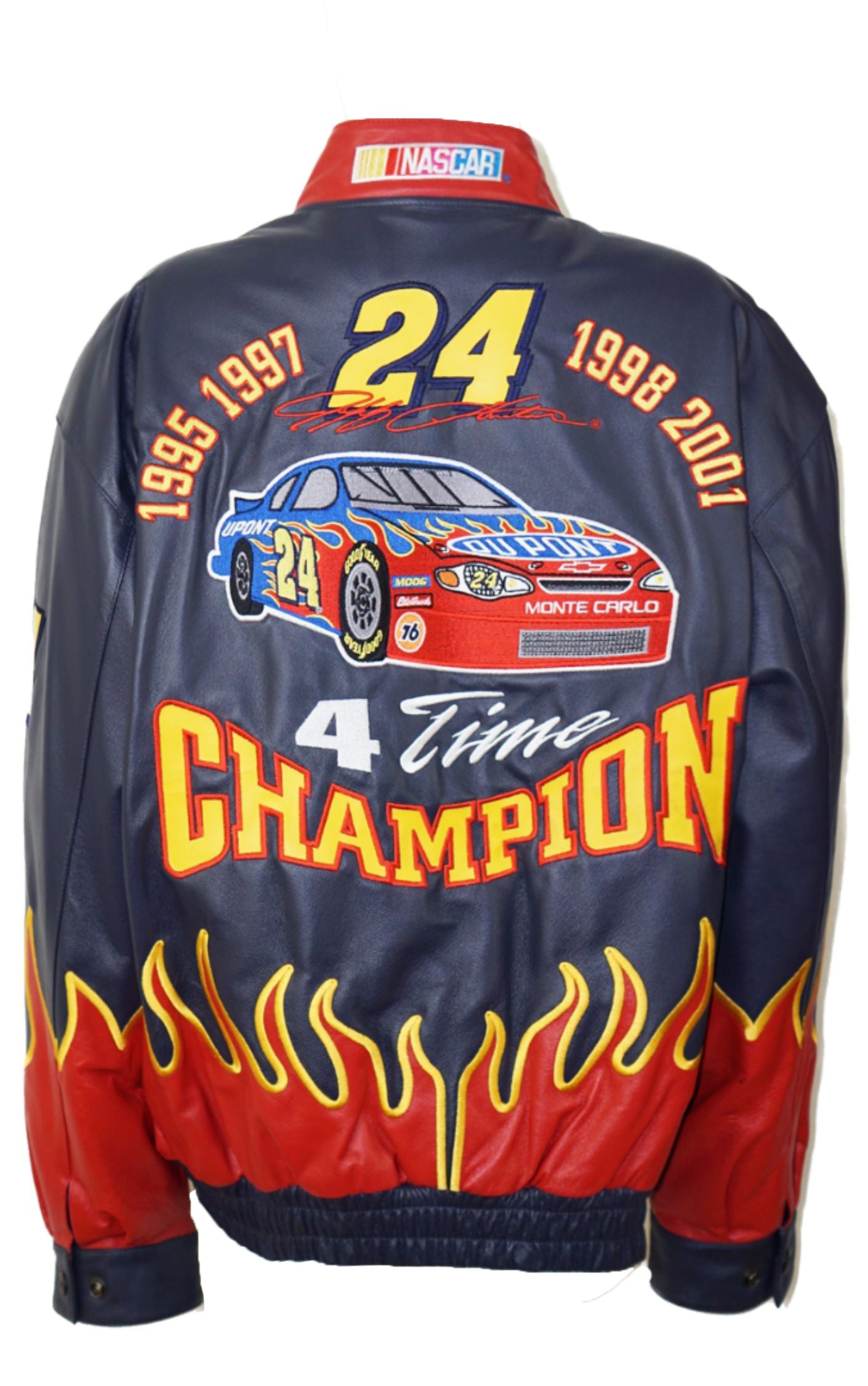 VINTAGE Nascar Racing Gordon DuPont Flame Leather Jacket resellum