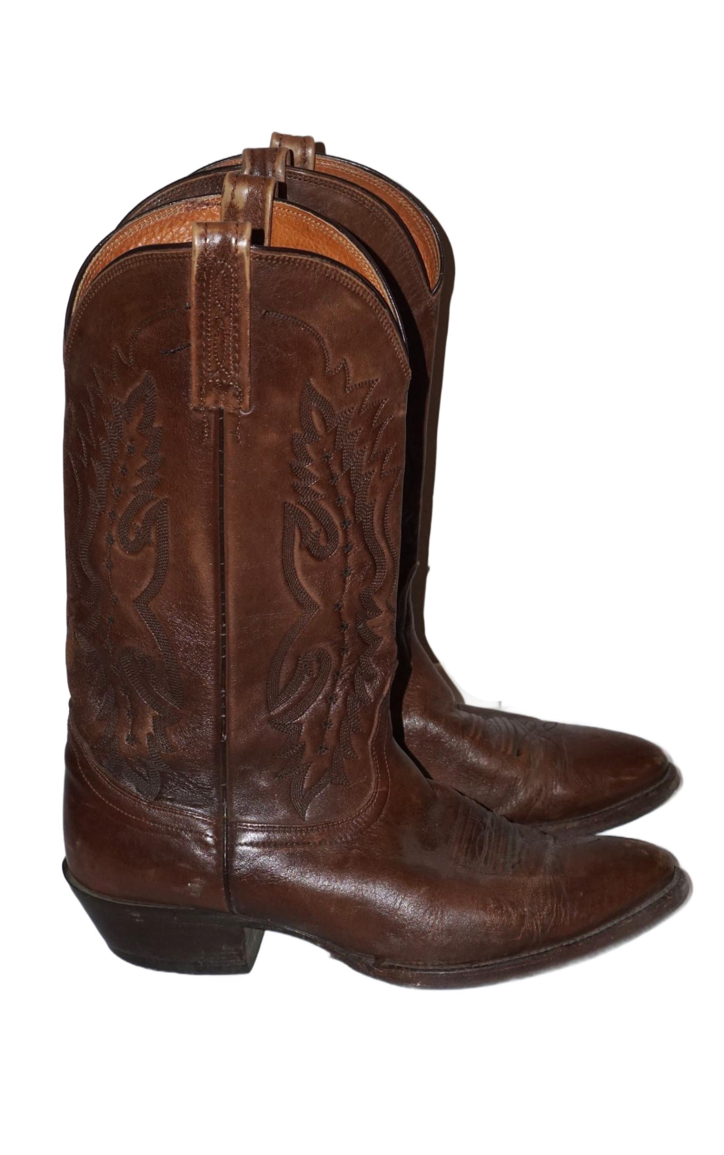 VINTAGE Nocona Brown Leather Western Cowboy Boots resellum