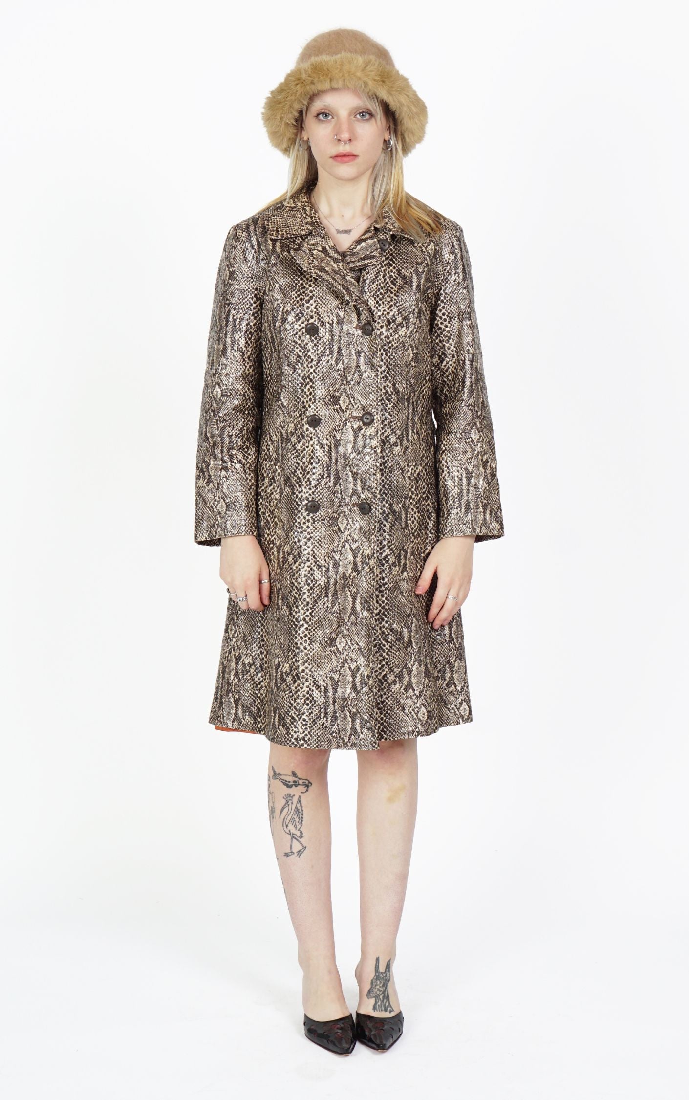 VINTAGE Snakeskin Animalistic Real Leather Jacket Coat resellum