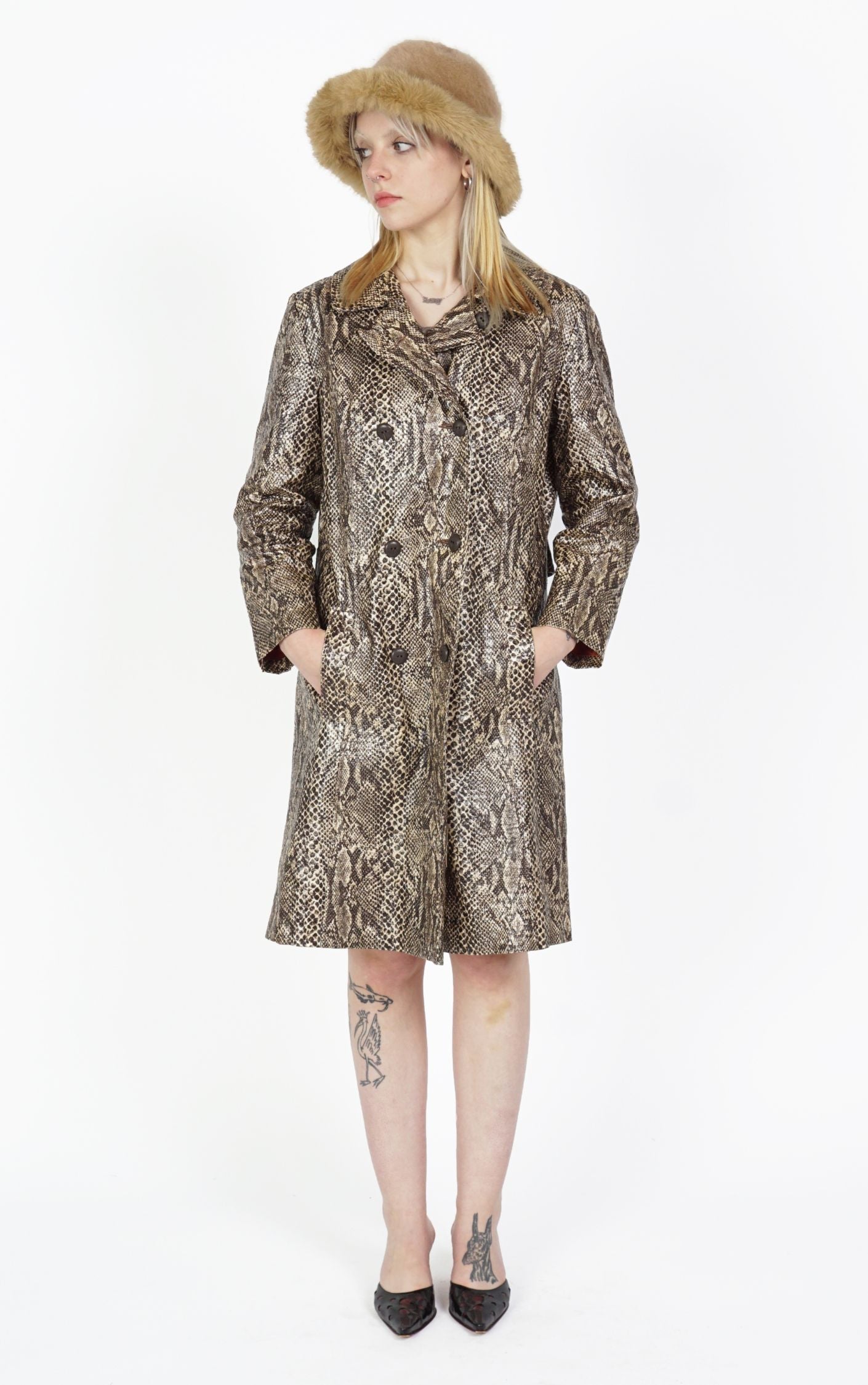 VINTAGE Snakeskin Animalistic Real Leather Jacket Coat resellum