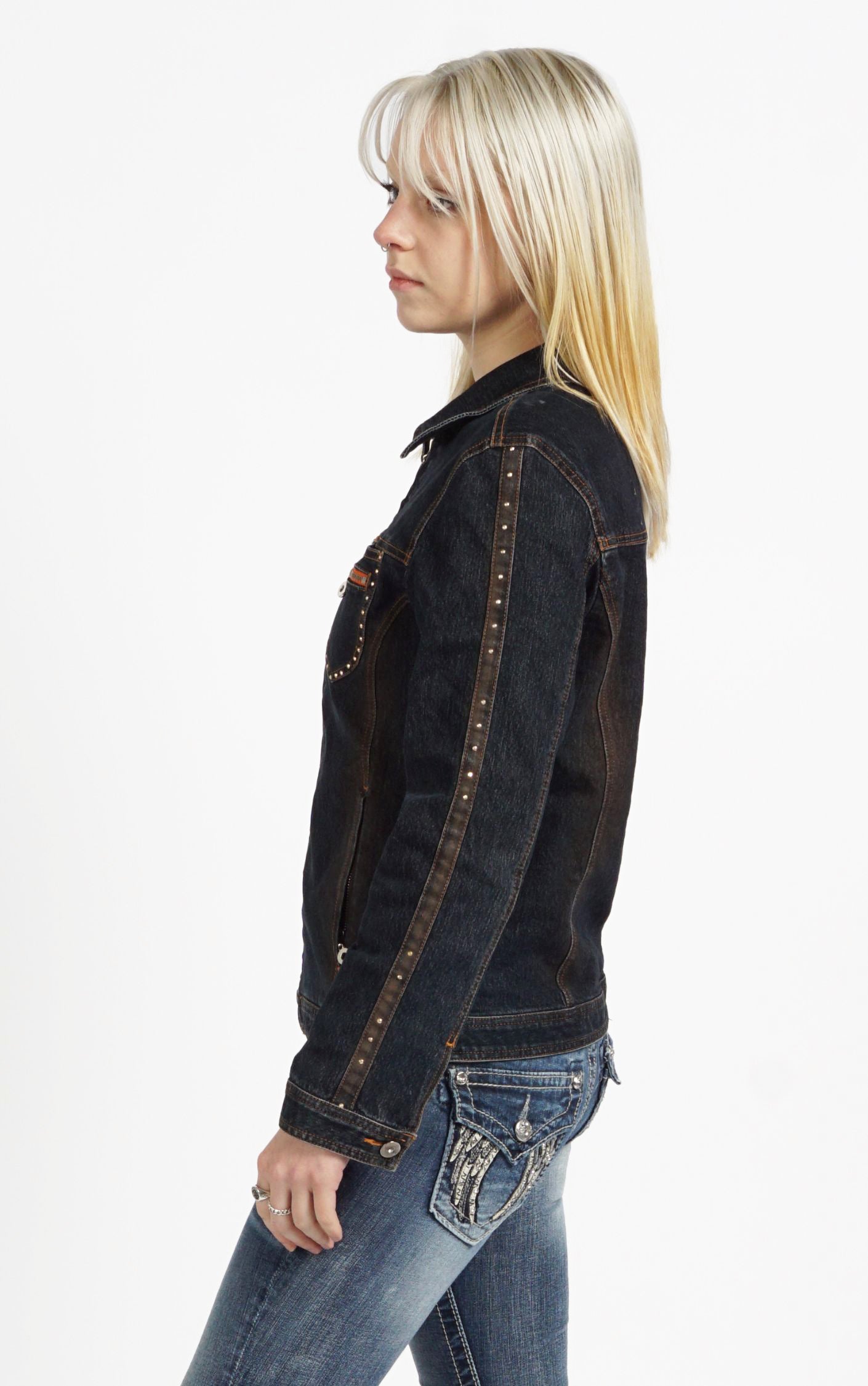 VINTAGE Y2K Rhinestones Embellished Denim Jacket resellum