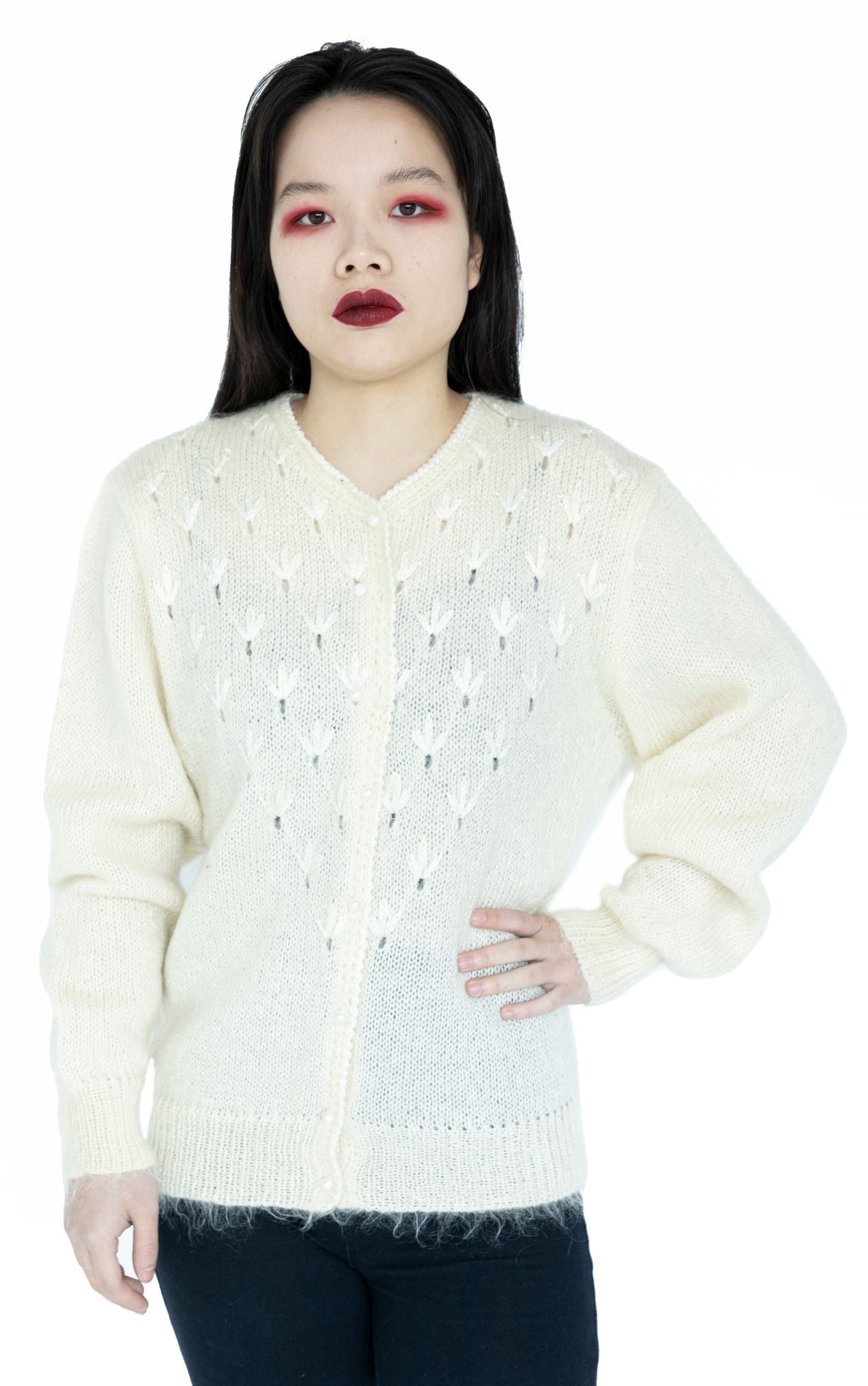 Vintage Angora Mohair Shaggy Buttoned Cardigan RESELLUM