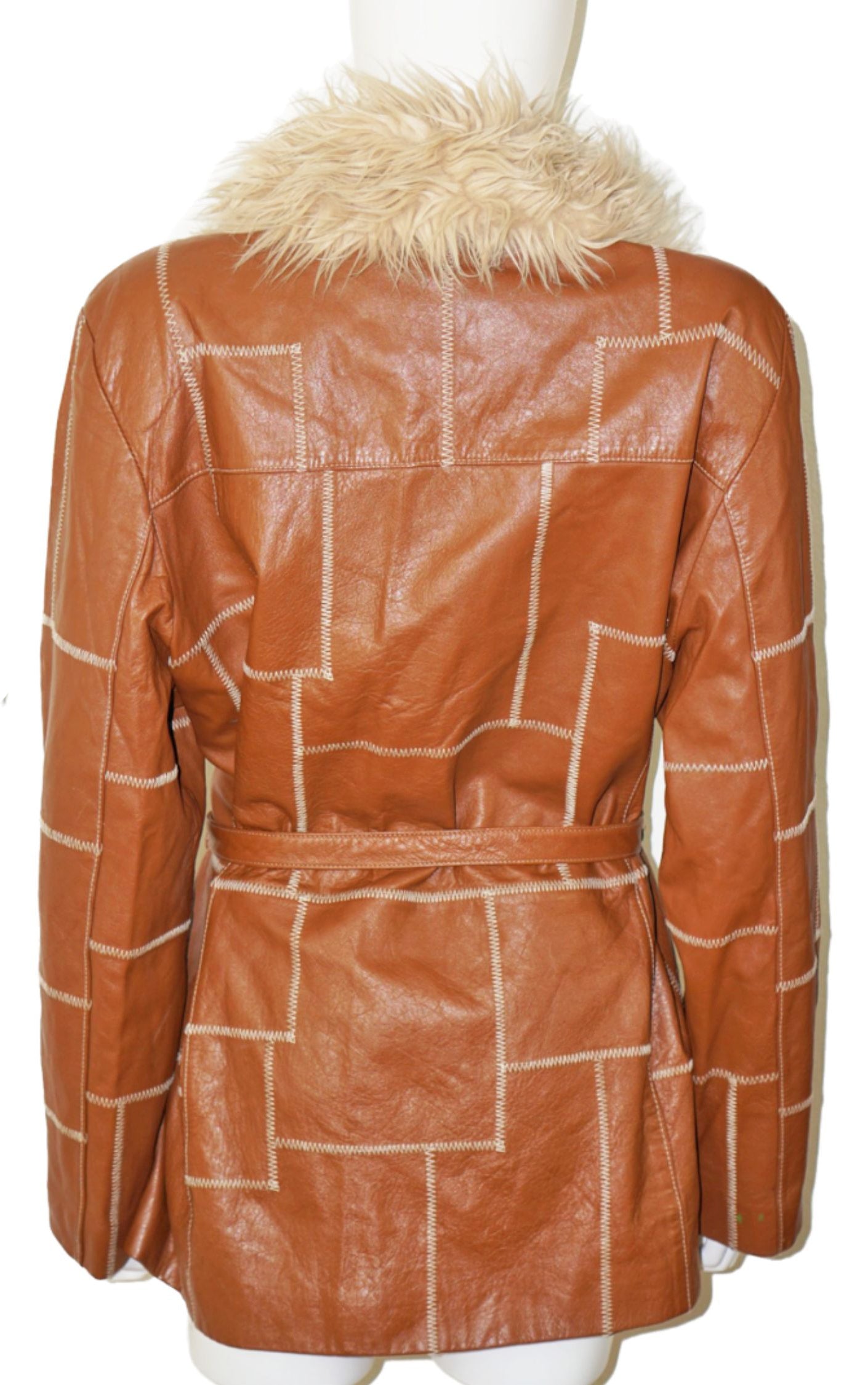 WILSON LEATHER Patchwork Brown Penny Lane Coat resellum