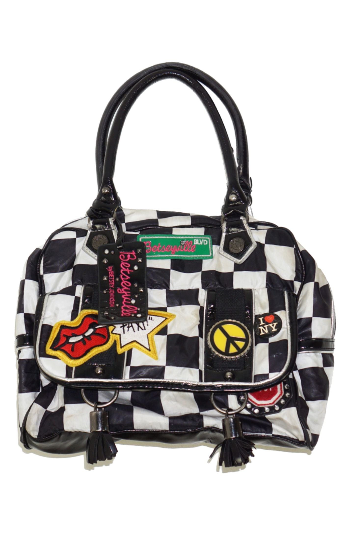 BETSEY JOHNSON NY Checkered Patches Bag