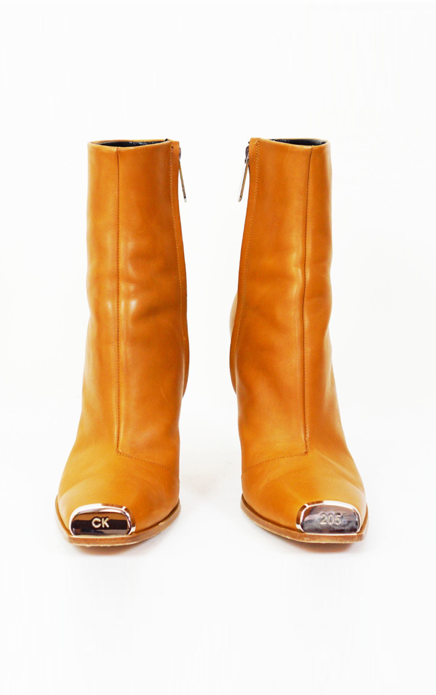 CALVIN KLEIN 205W39 NYC Brown Leather High Heels Ankle Boots