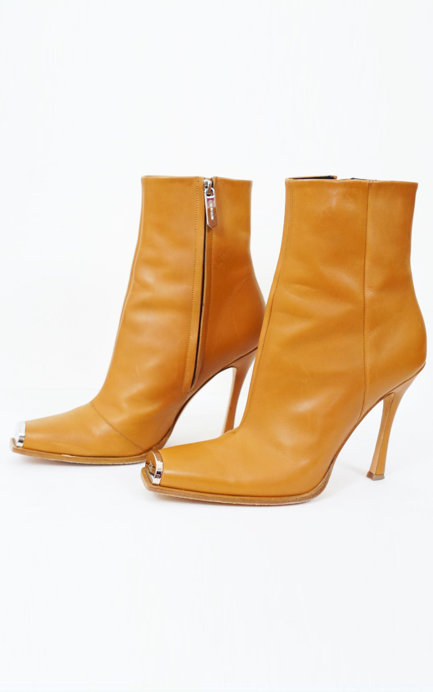 CALVIN KLEIN 205W39 NYC Brown Leather High Heels Ankle Boots