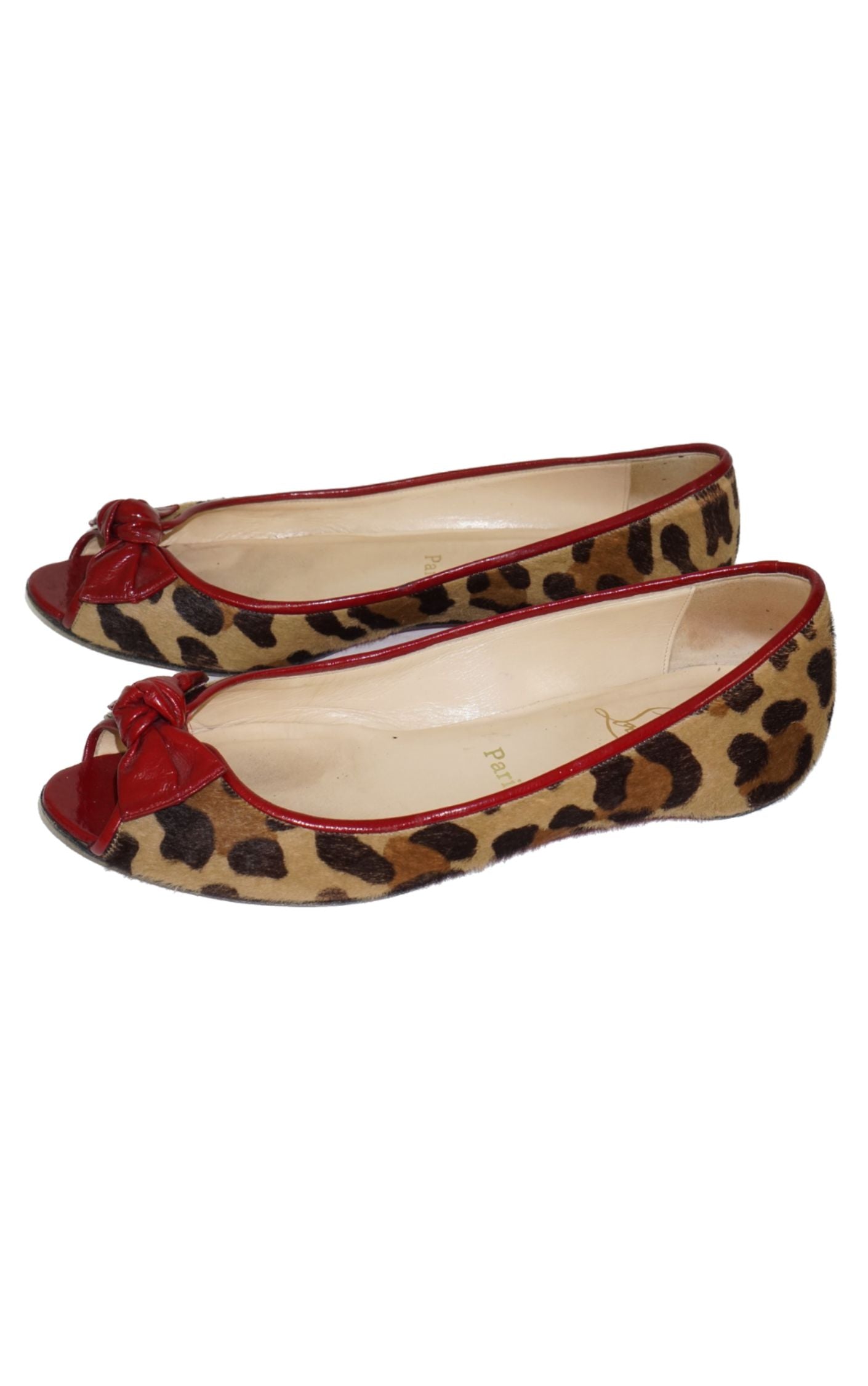 CHRISTIAN LOUBOUTIN Leopard Peeptoe Flats