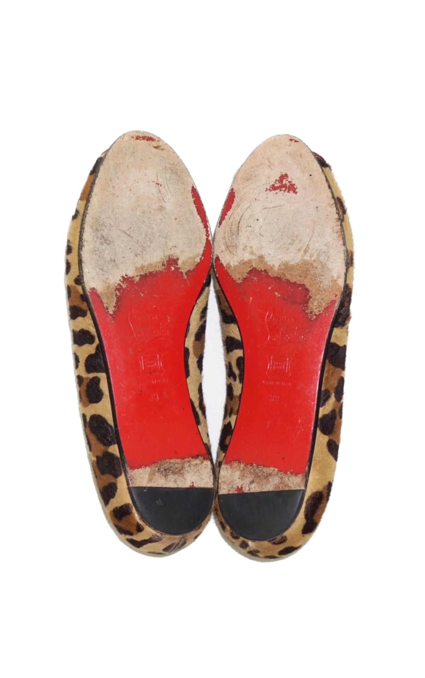 CHRISTIAN LOUBOUTIN Leopard Peeptoe Flats