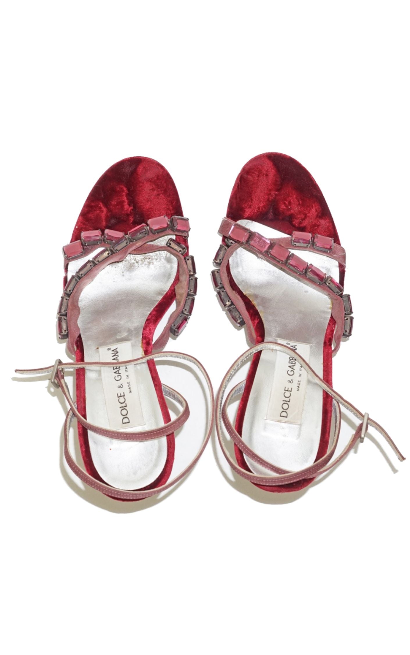 DOLCE & GABBANA Red Velvet Stones Sandals