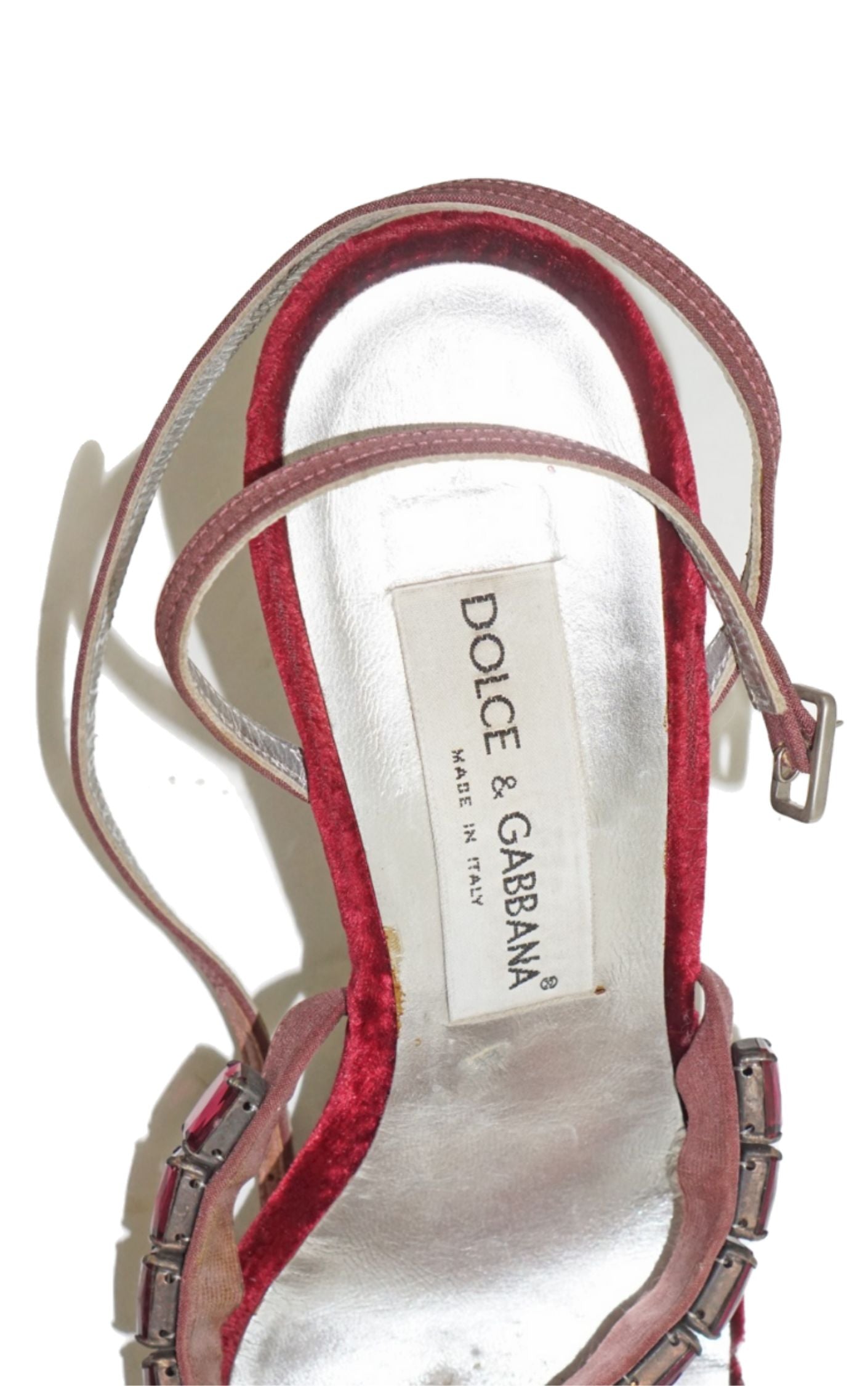 DOLCE & GABBANA Red Velvet Stones Sandals