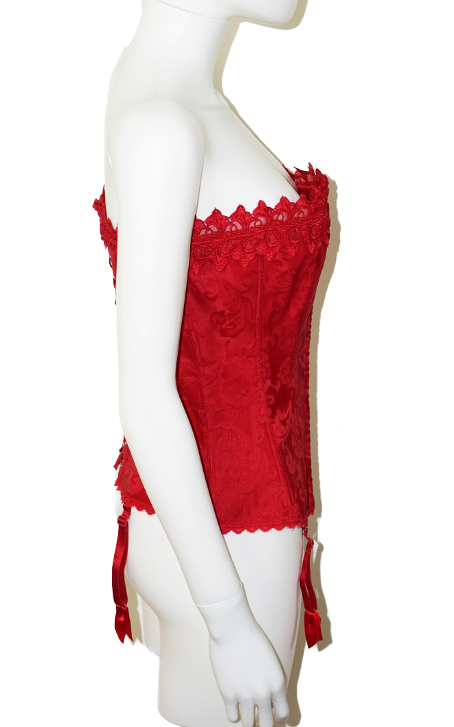 FREDERICK’S OF HOLLYWOOD Red Garter Corset resellum
