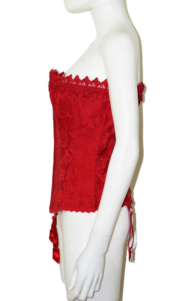 FREDERICK’S OF HOLLYWOOD Red Garter Corset resellum