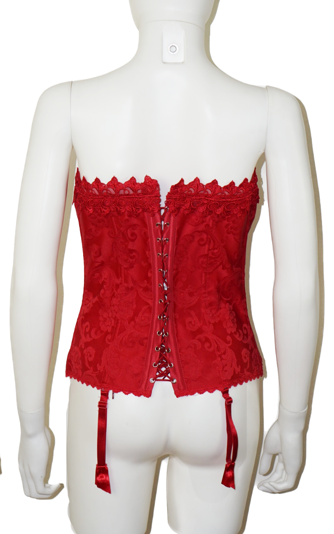 FREDERICK’S OF HOLLYWOOD Red Garter Corset resellum